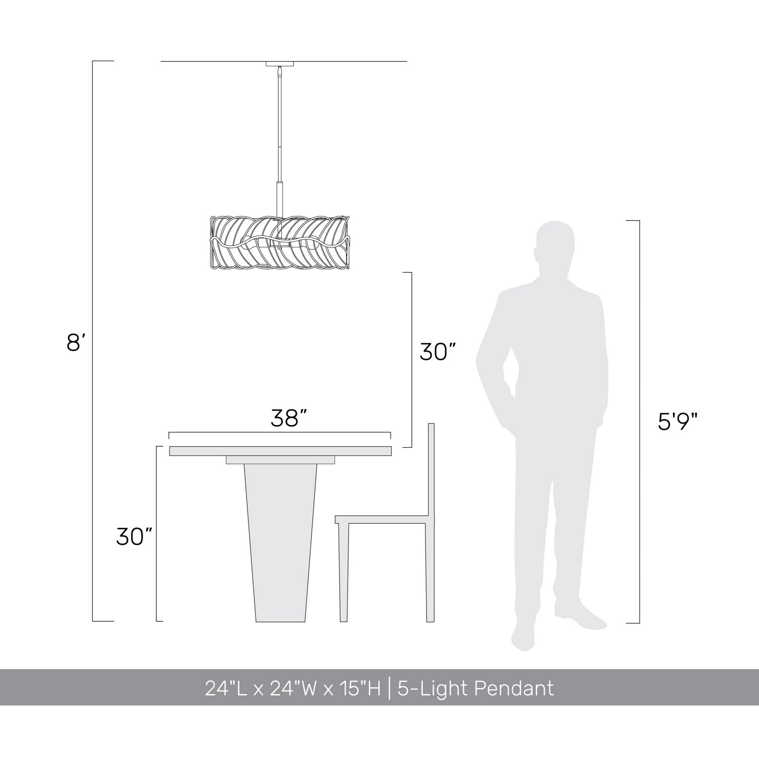 Golden - 4501-5P AM - Five Light Pendant - Simbolo - Almond