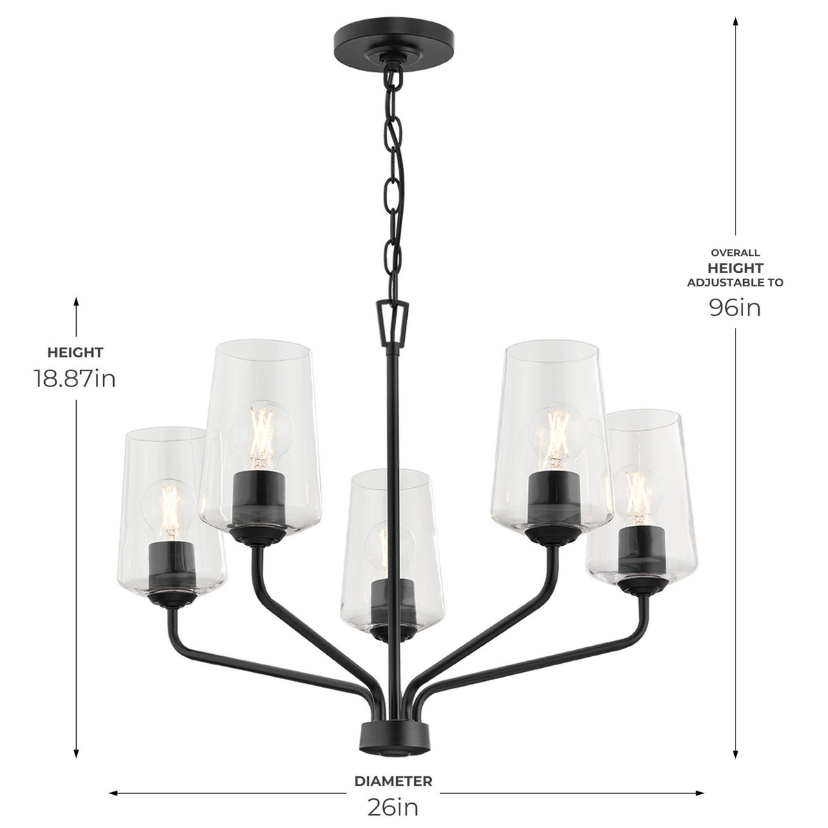 Progress Lighting - P400442-031 - Five Light Chandelier - Celino - Black