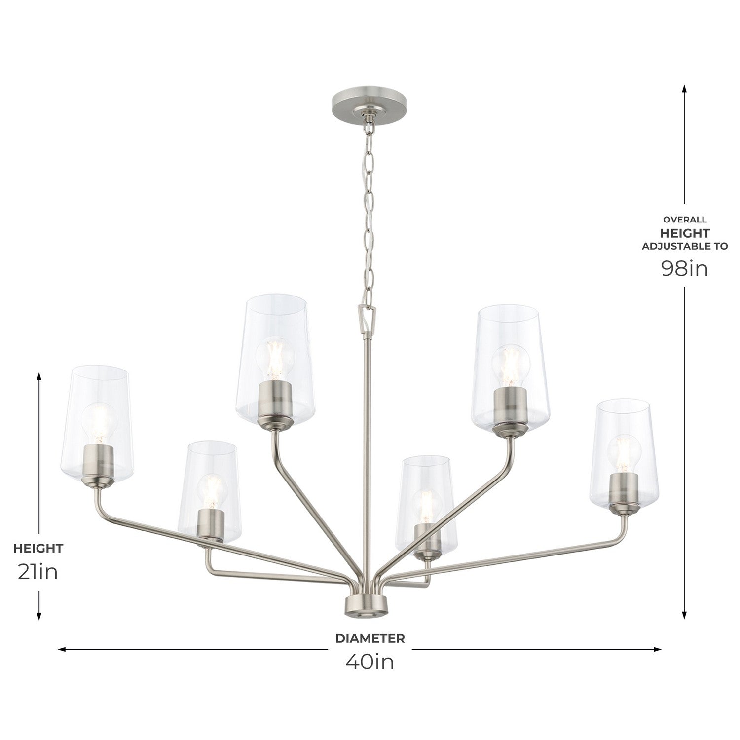 Progress Lighting - P400444-009 - Six Light Chandelier - Celino - Brushed Nickel
