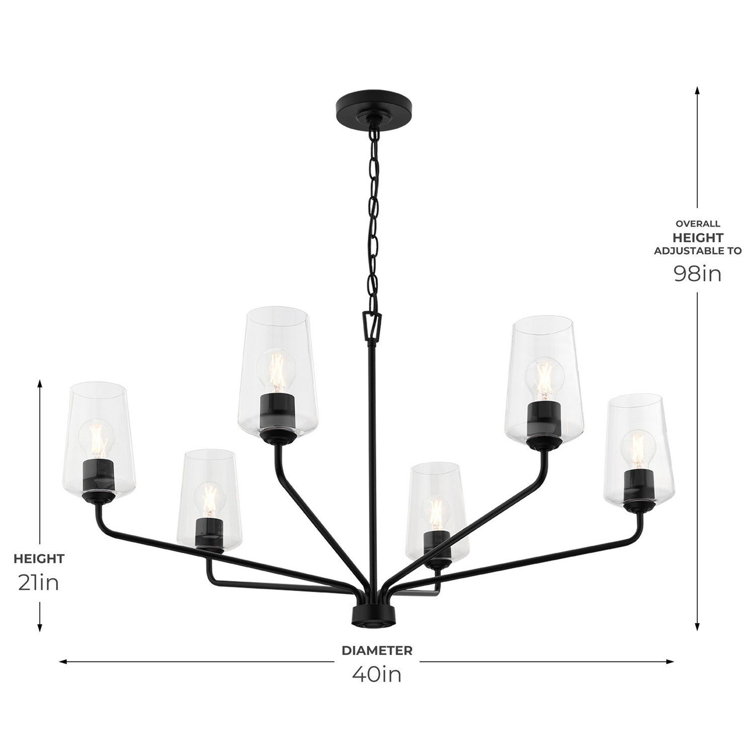 Progress Lighting - P400444-031 - Six Light Chandelier - Celino - Black