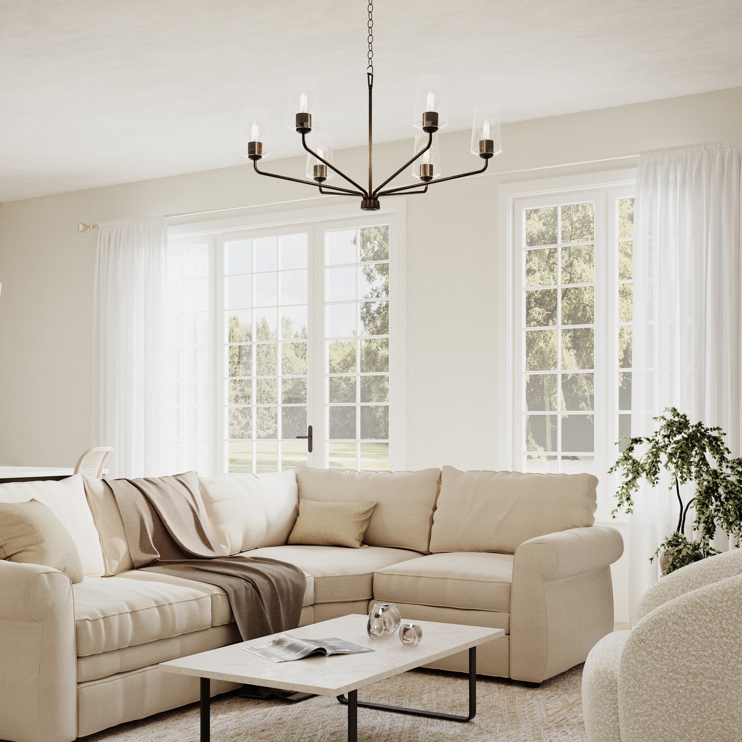 Progress Lighting - P400444-031 - Six Light Chandelier - Celino - Black