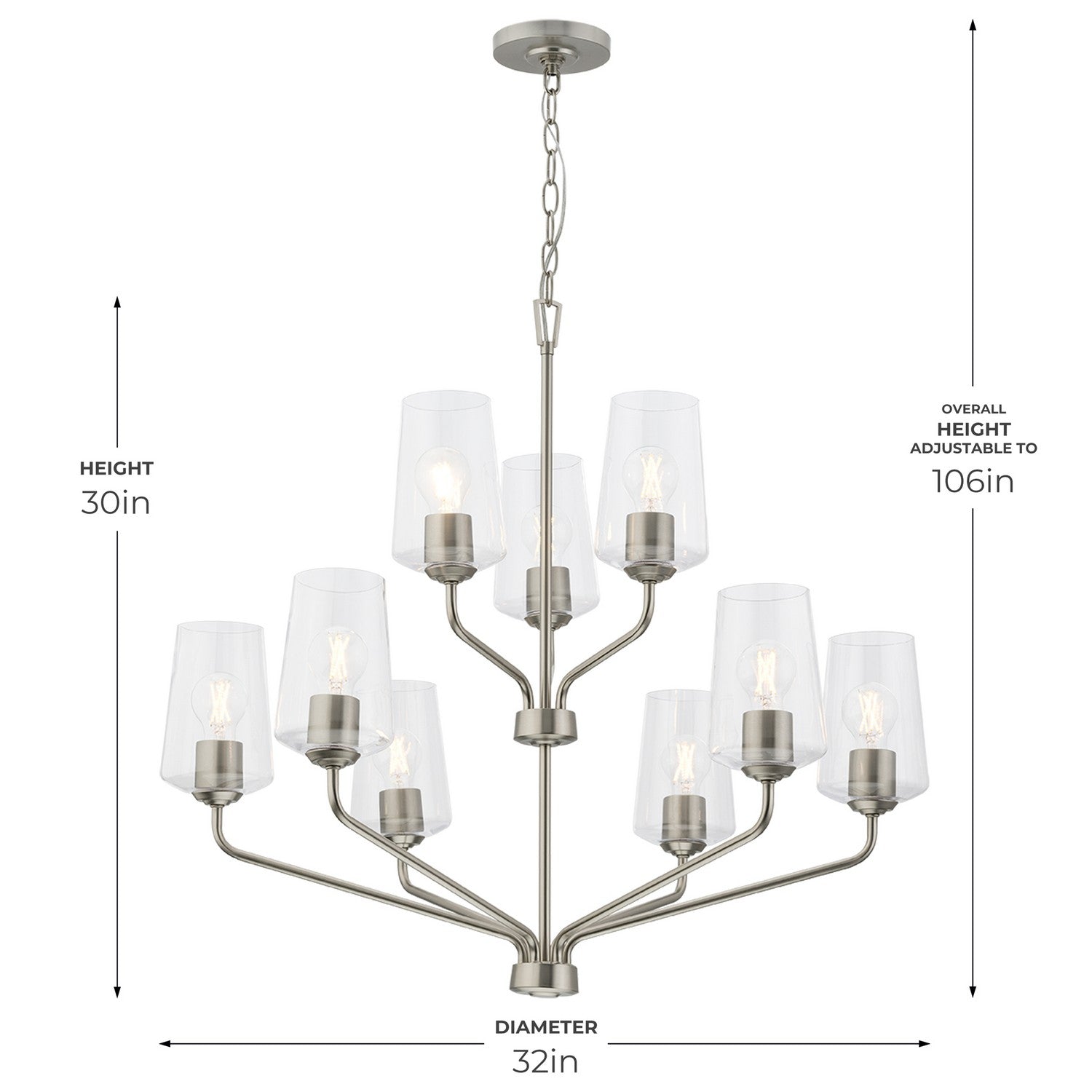 Progress Lighting - P400445-009 - Nine Light Chandelier - Celino - Brushed Nickel