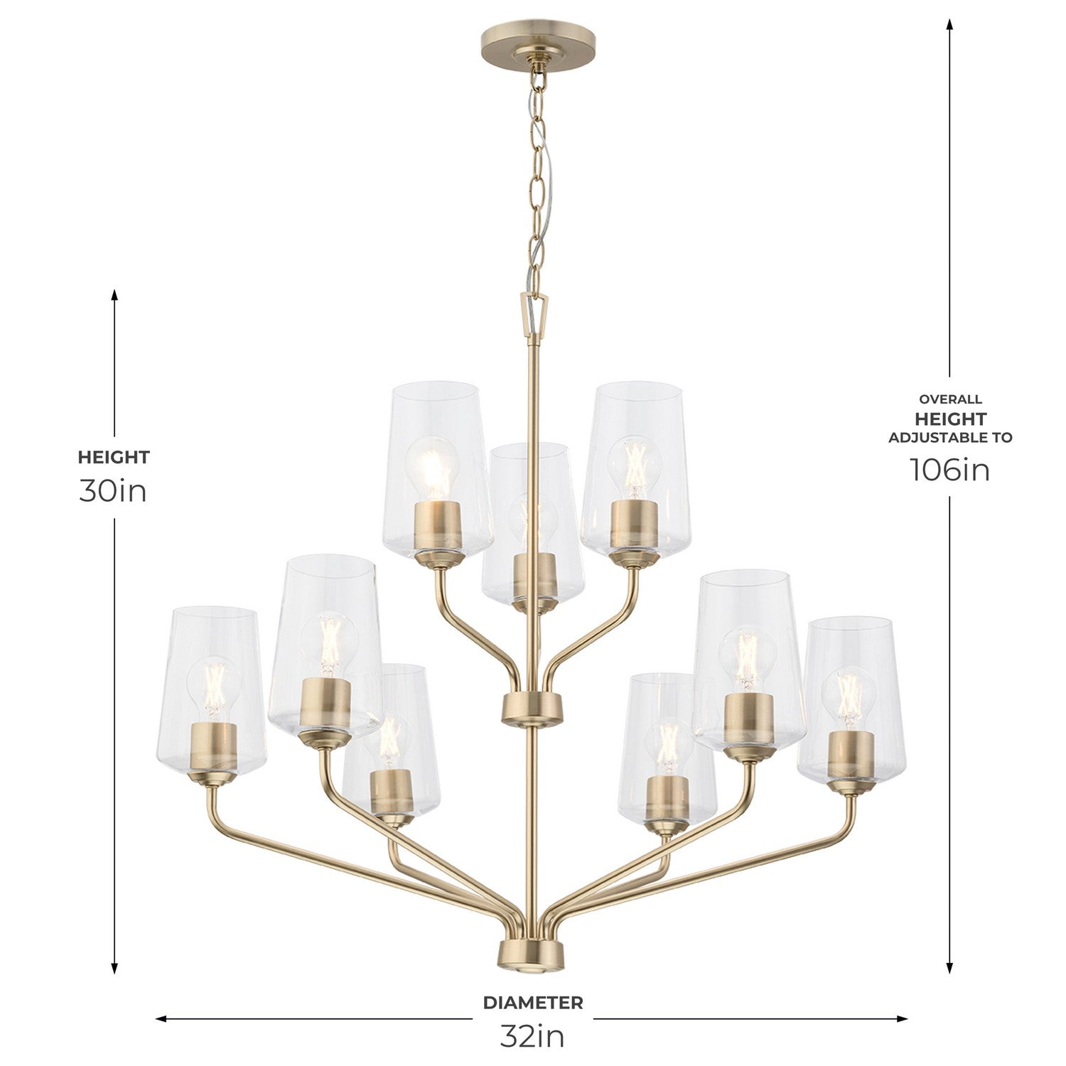 Progress Lighting - P400445-177 - Nine Light Chandelier - Celino - Champagne Bronze