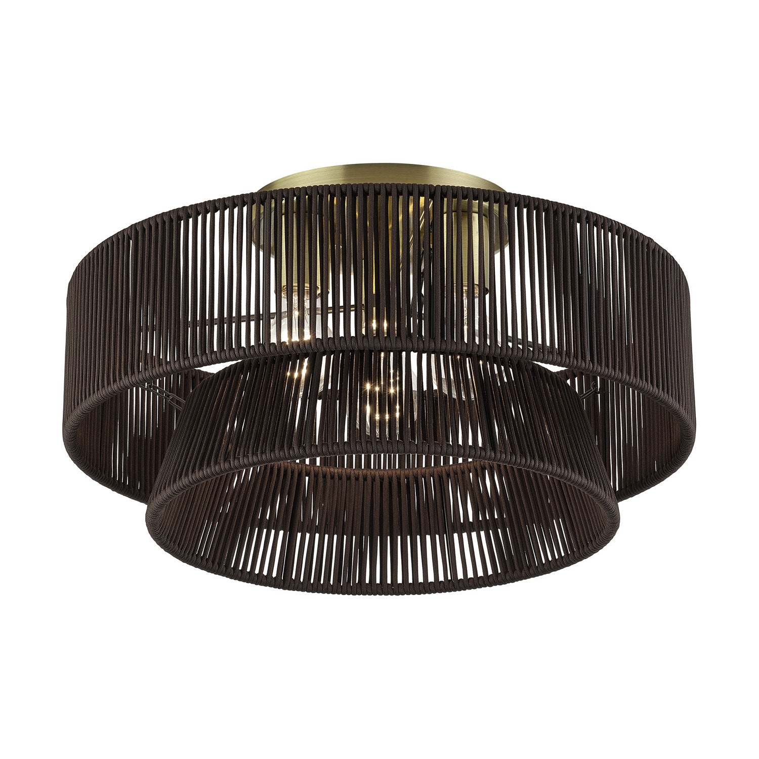 Livex Lighting - 49147-01 - Three Light Semi-Flush Mount - Florell - Antique Brass