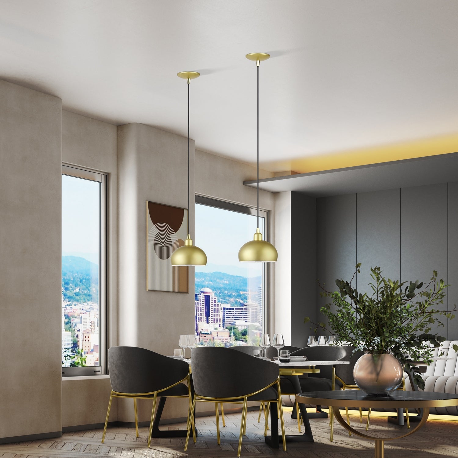 Livex Lighting - 51513-33 - One Light Mini Pendant - Domma - Soft Gold w/Polished Brass