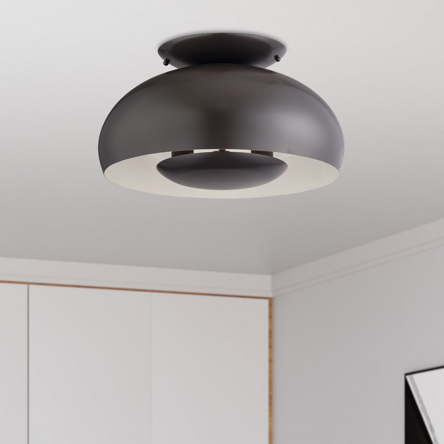 Livex Lighting - 51517-92 - Three Light Semi-Flush Mount - Domma - English Bronze