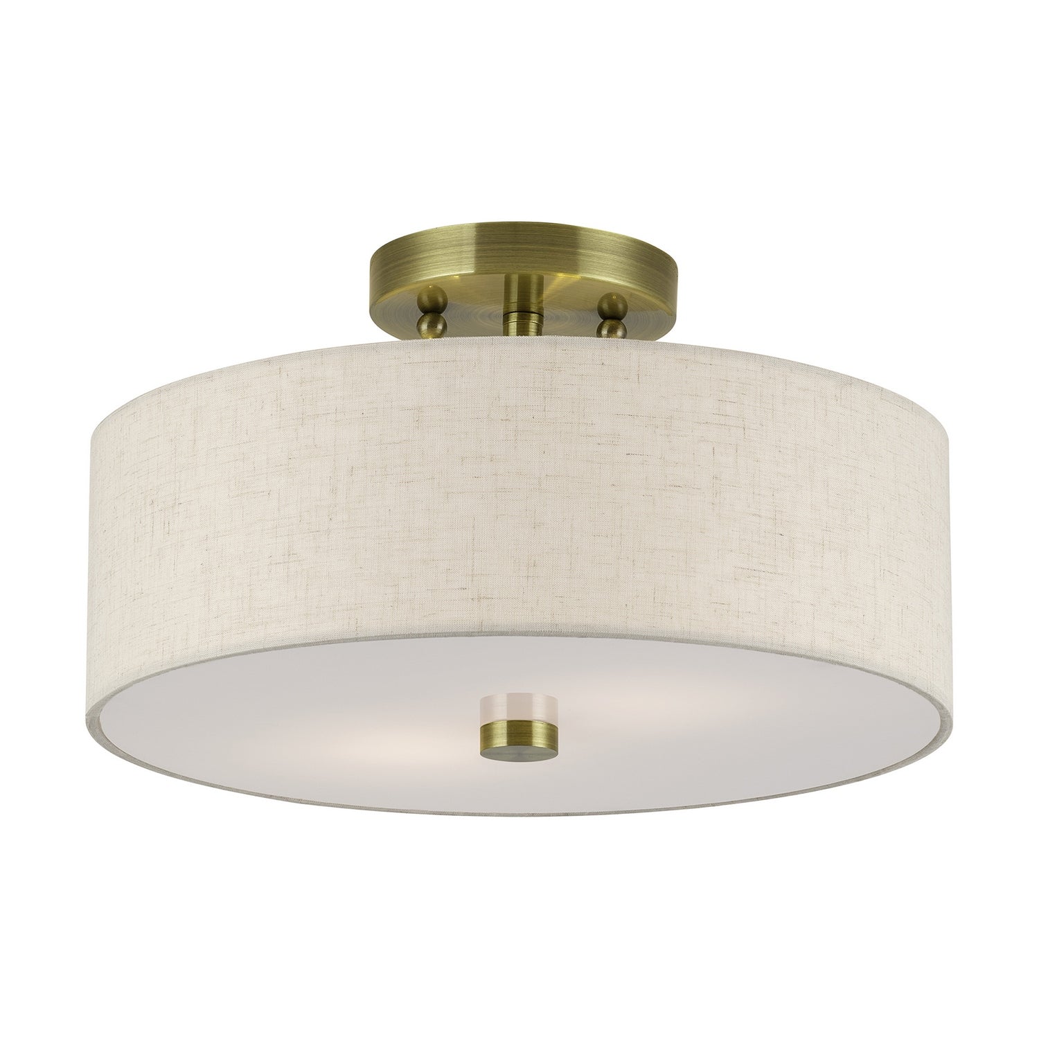 Livex Lighting - 52134-01 - Two Light Semi-Flush Mount - Monroe - Antique Brass