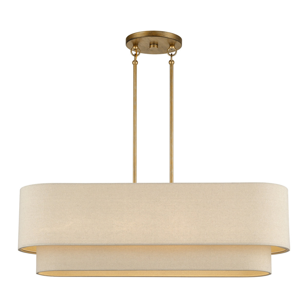 Livex Lighting - 58873-48 - Four Light Linear Chandelier - Bellingham - Antique Gold Leaf