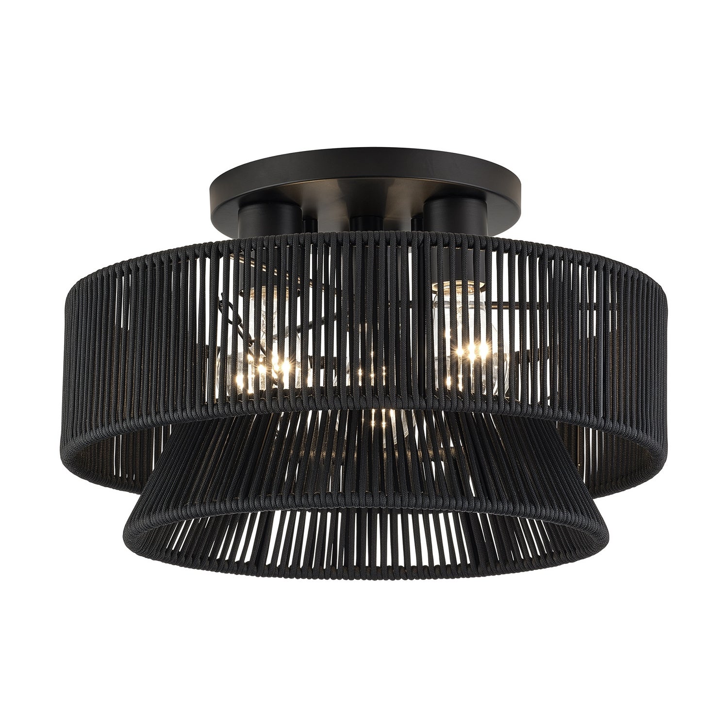 Livex Lighting - 60252-04 - Three Light Semi-Flush Mount - Florell - Black