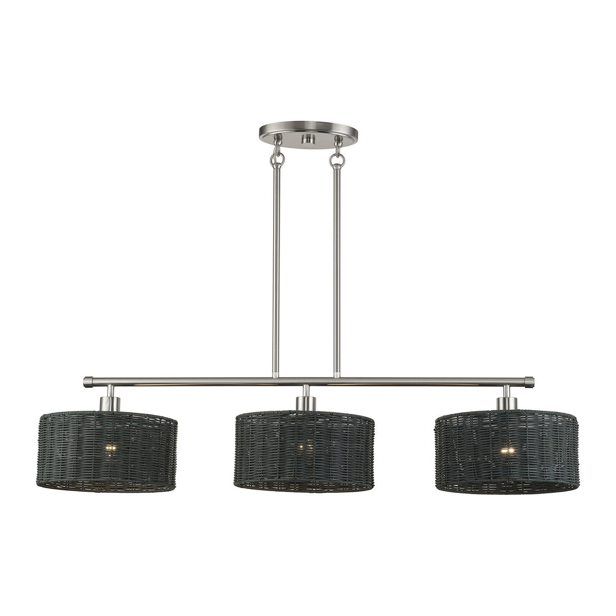Livex Lighting - 60554-91 - Three Light Linear Chandelier - Weavington - Brushed Nickel