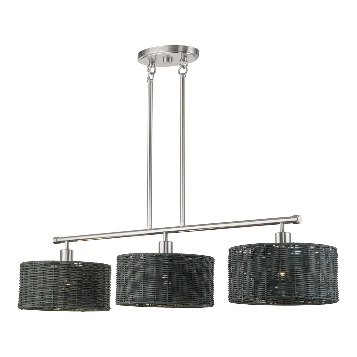Livex Lighting - 60554-91 - Three Light Linear Chandelier - Weavington - Brushed Nickel