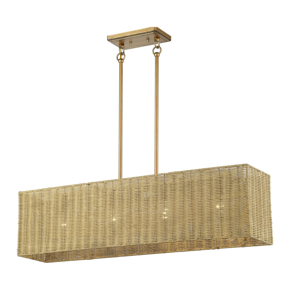 Livex Lighting - 60583-48 - Four Light Linear Chandelier - Weavington - Antique Gold Leaf