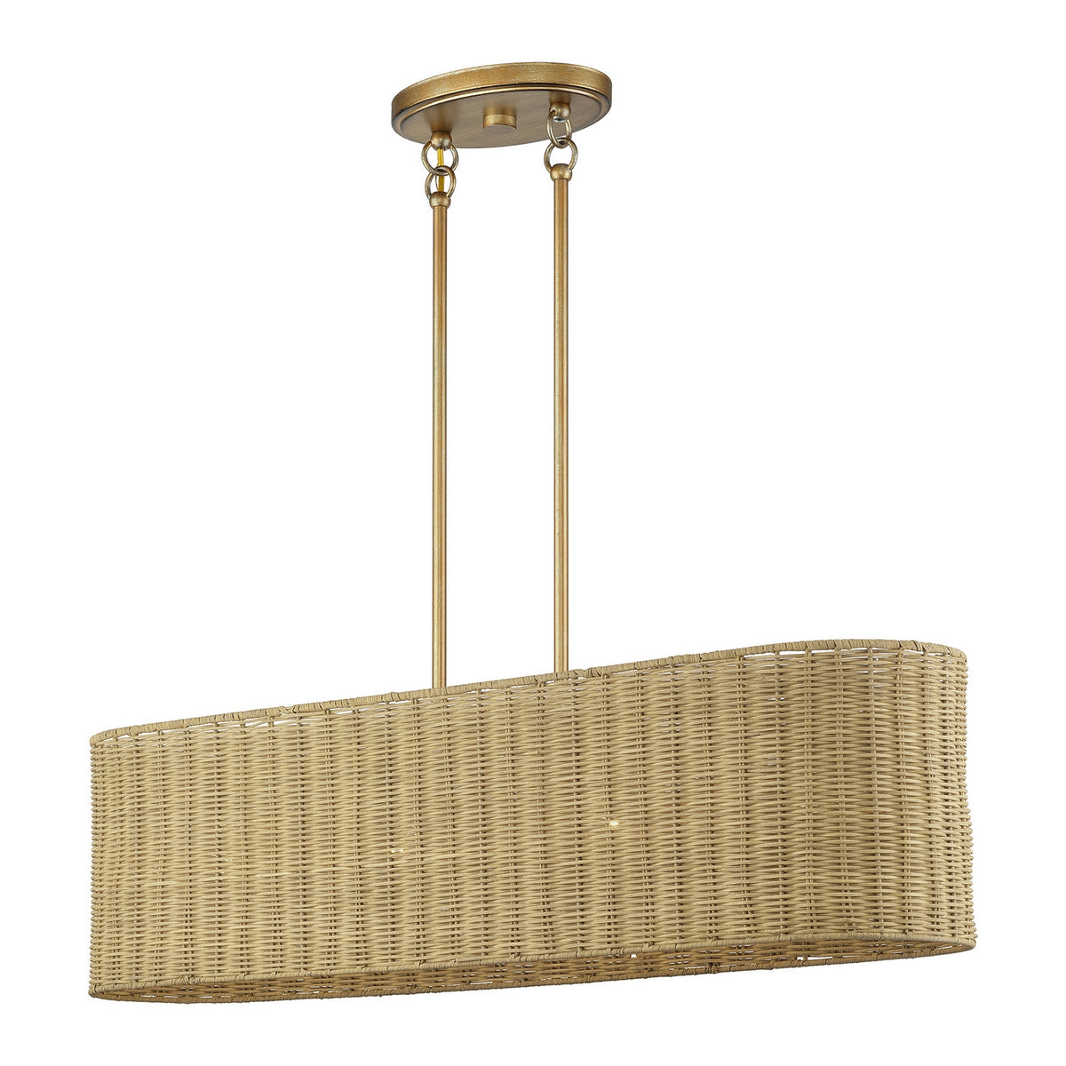 Livex Lighting - 60587-48 - Four Light Linear Chandelier - Weavington - Antique Gold Leaf