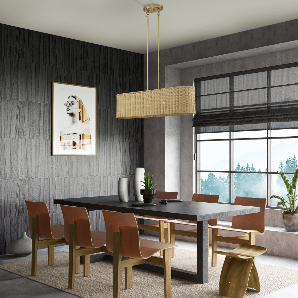 Livex Lighting - 60587-48 - Four Light Linear Chandelier - Weavington - Antique Gold Leaf