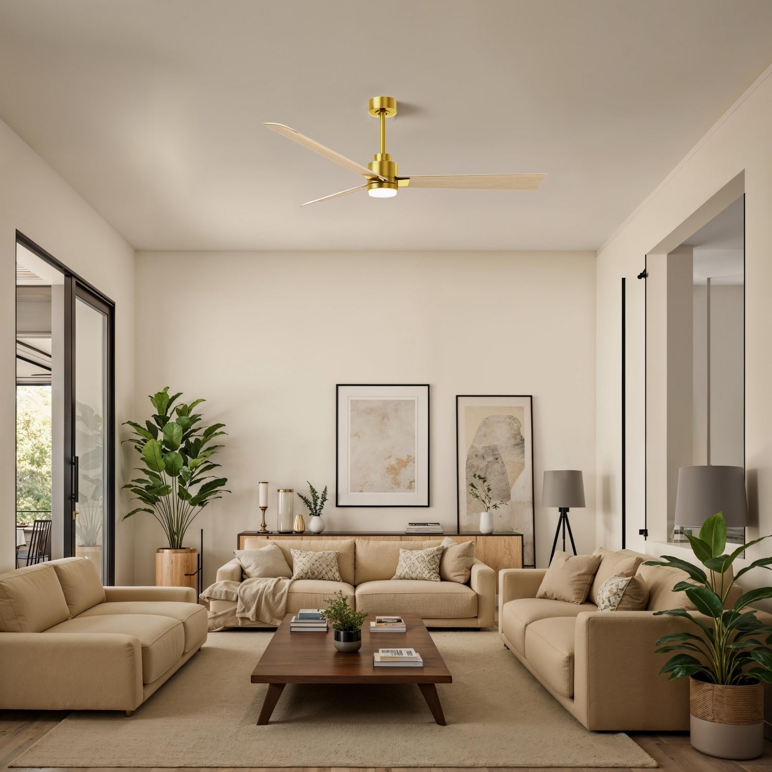 Matthews Fan Company - AKLK-BRBR-LM-56 - 56" Ceiling Fan - Alessandra - LK - Brushed Brass
