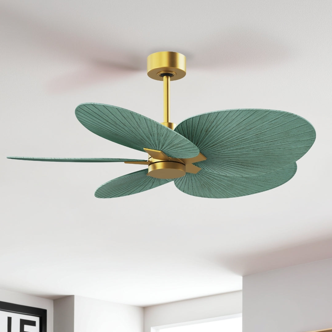 Matthews Fan Company - AKTP-BRBR-PL - Five Blade Ceiling Fan - Alessandra Tropical - Brushed Brass