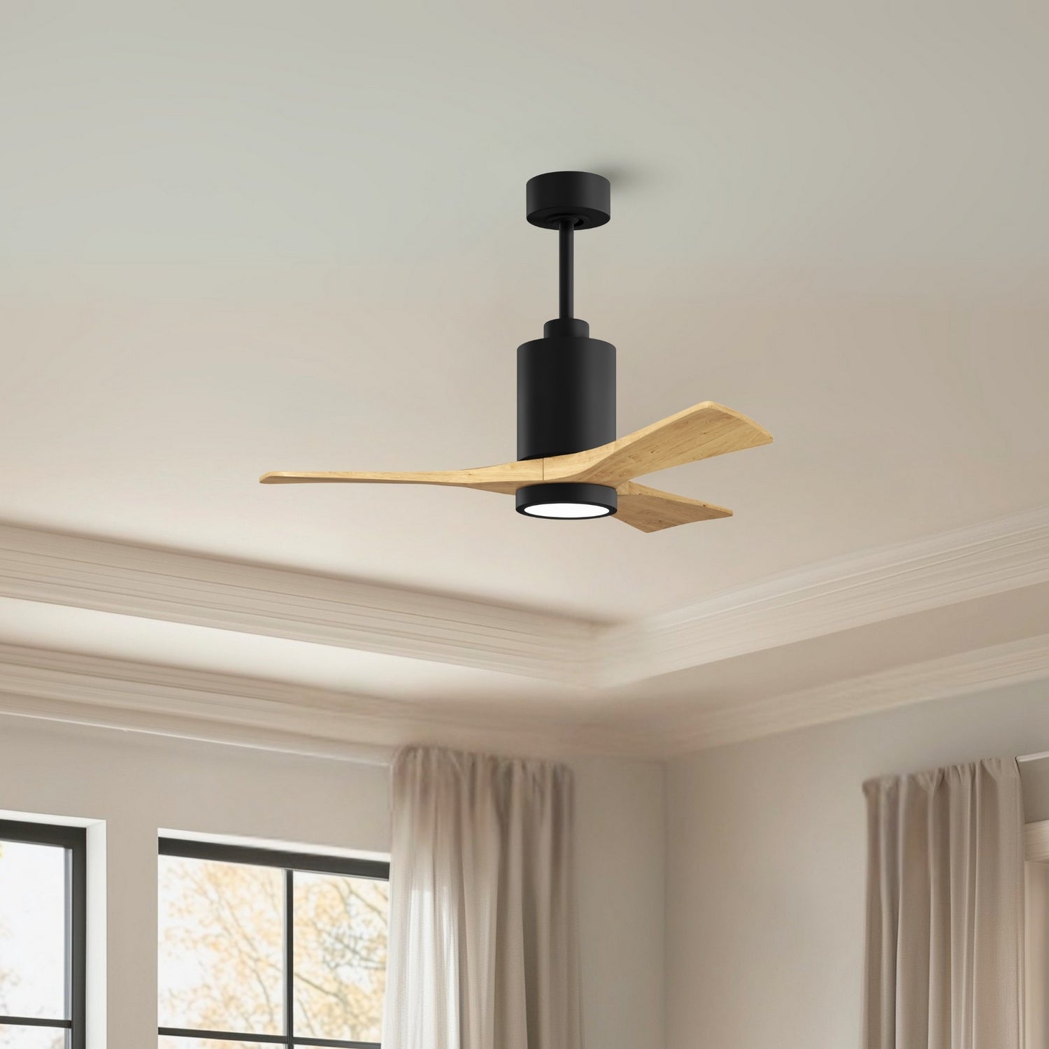 Matthews Fan Company - PA3-BK-LM-42 - 42" Ceiling Fan - Patricia-3 - Matte Black