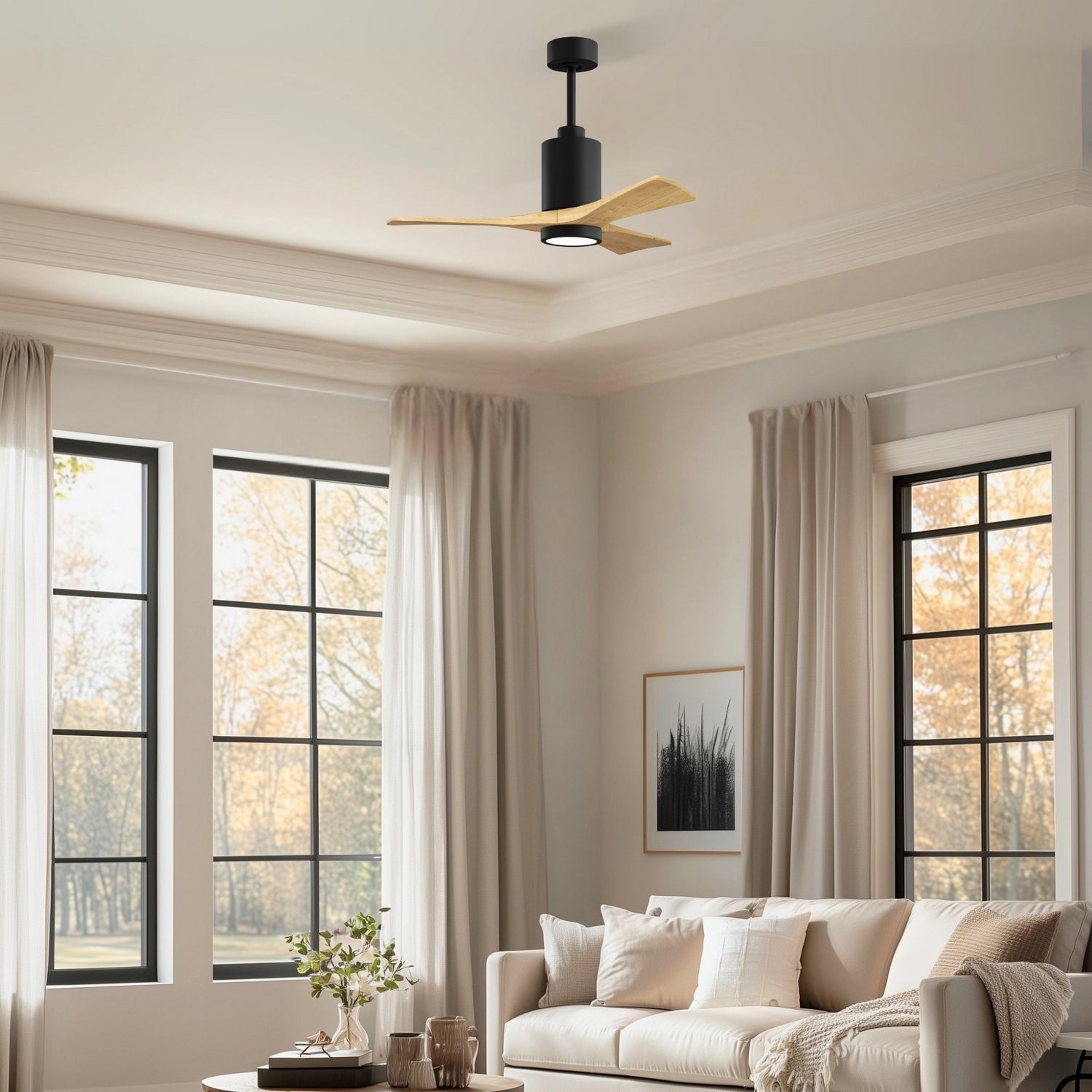 Matthews Fan Company - PA3-BK-LM-42 - 42" Ceiling Fan - Patricia-3 - Matte Black