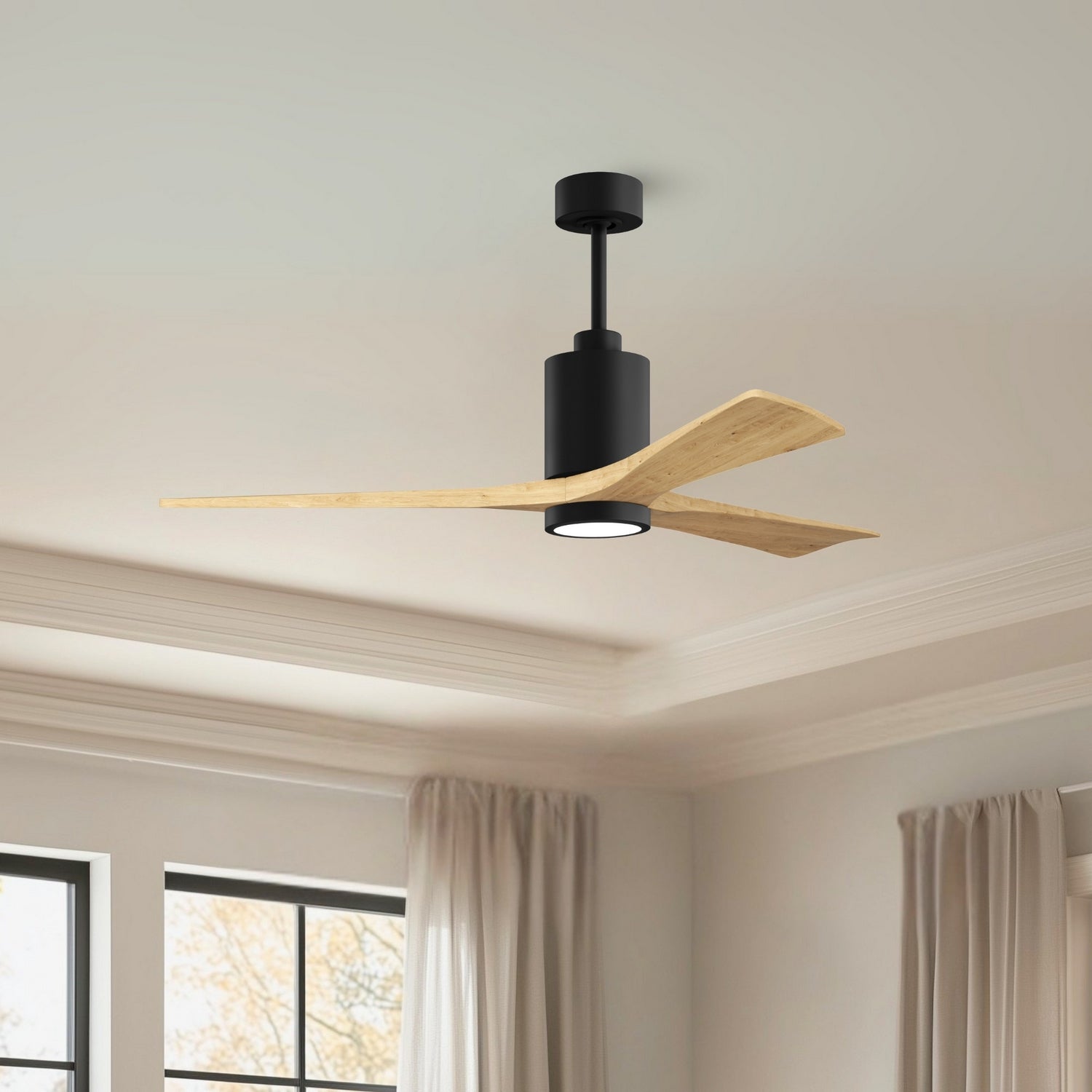 Matthews Fan Company - PA3-BK-LM-60 - 60" Ceiling Fan - Patricia-3 - Matte Black
