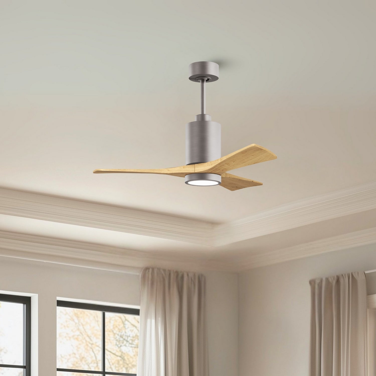 Matthews Fan Company - PA3-BN-LM-42 - 42" Ceiling Fan - Patricia-3 - Brushed Nickel