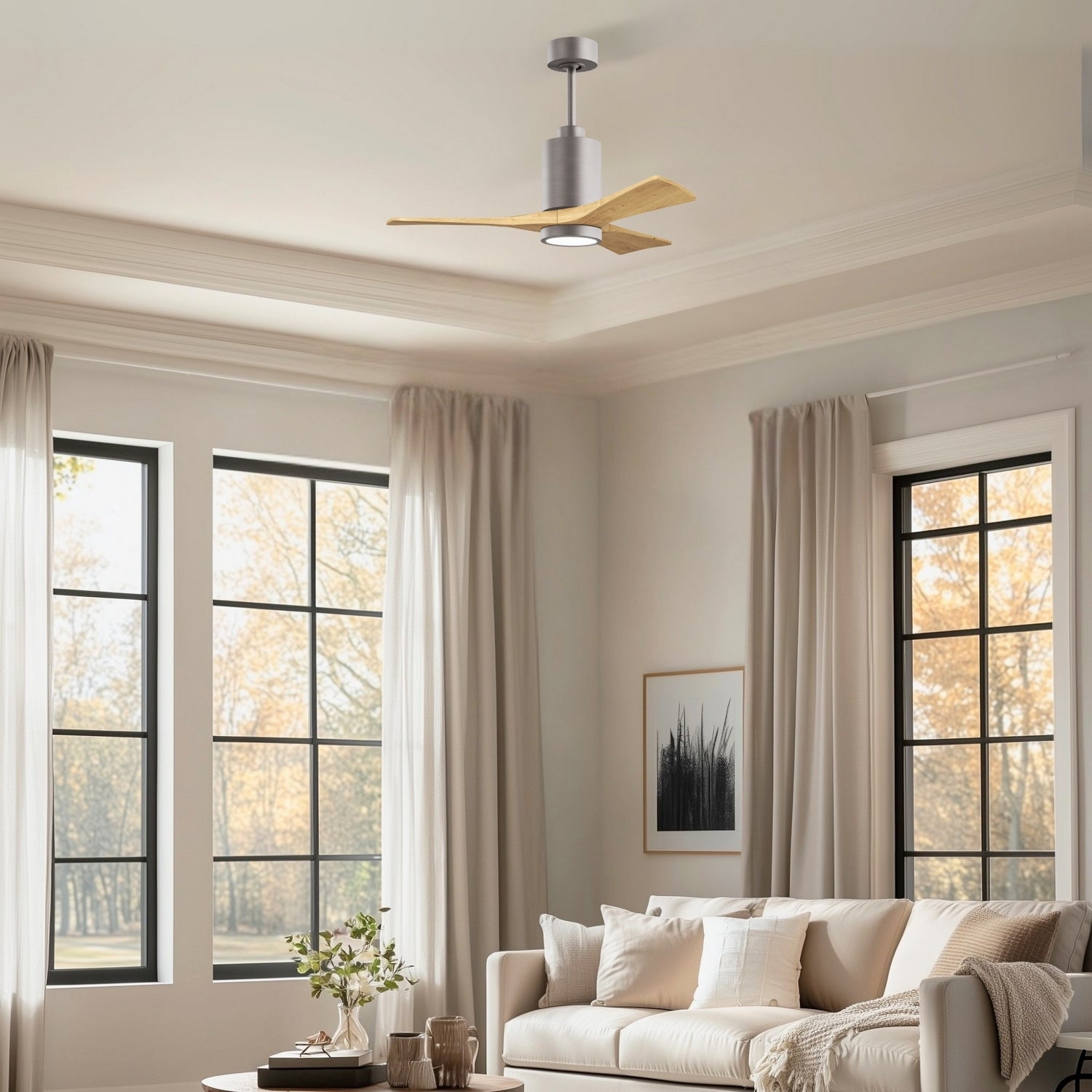 Matthews Fan Company - PA3-BN-LM-42 - 42" Ceiling Fan - Patricia-3 - Brushed Nickel
