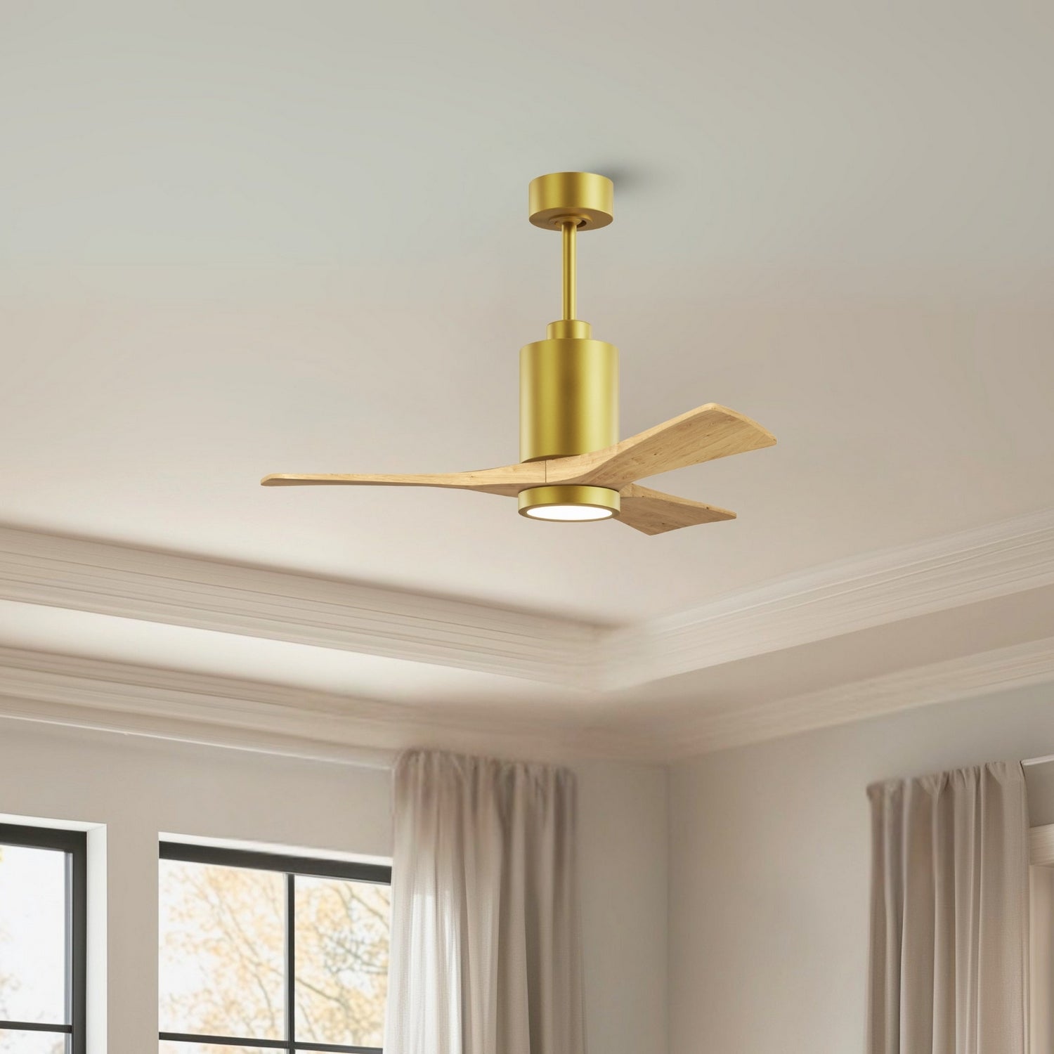 Matthews Fan Company - PA3-BRBR-LM-42 - 42" Ceiling Fan - Patricia-3 - Brushed Brass