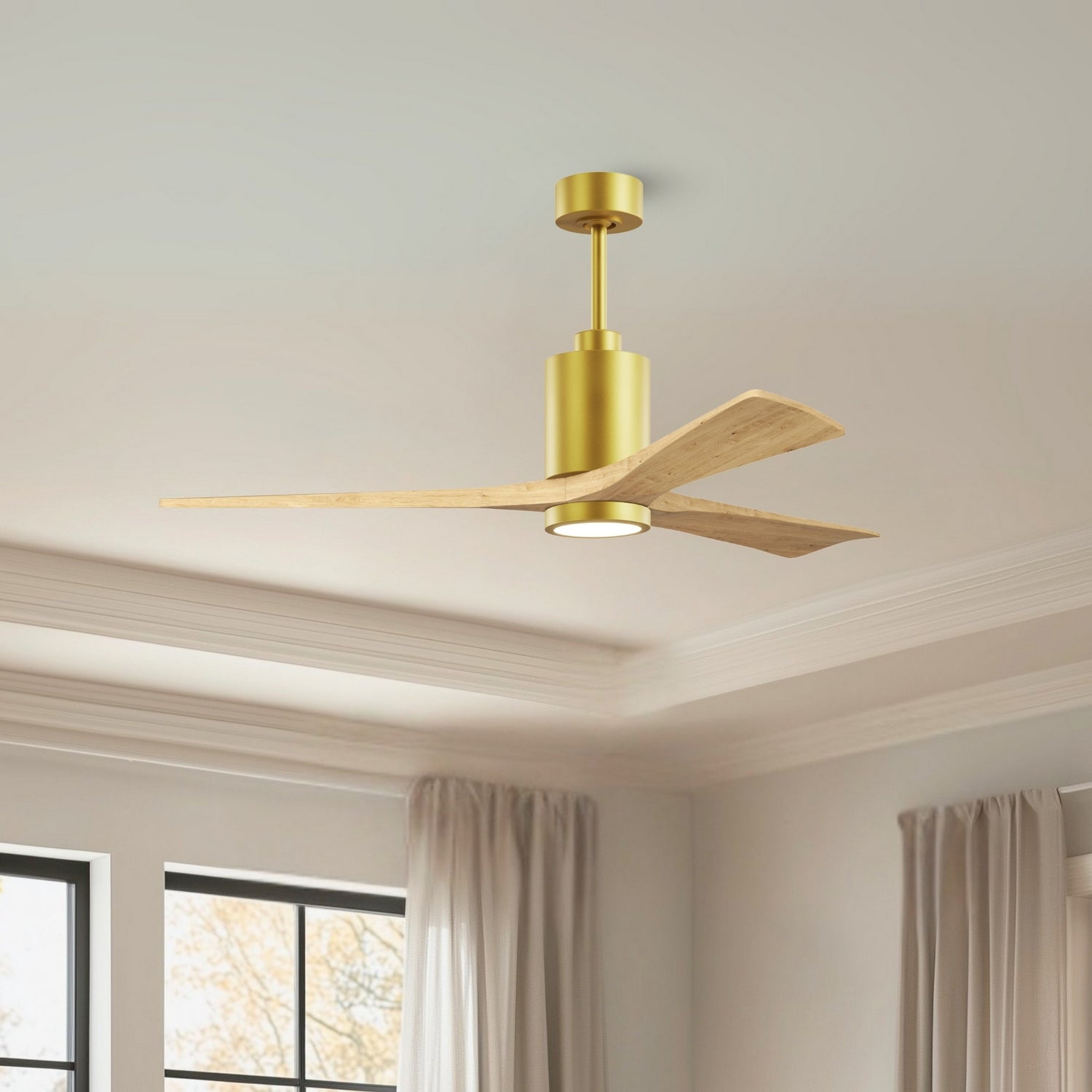 Matthews Fan Company - PA3-BRBR-LM-60 - 60" Ceiling Fan - Patricia-3 - Brushed Brass