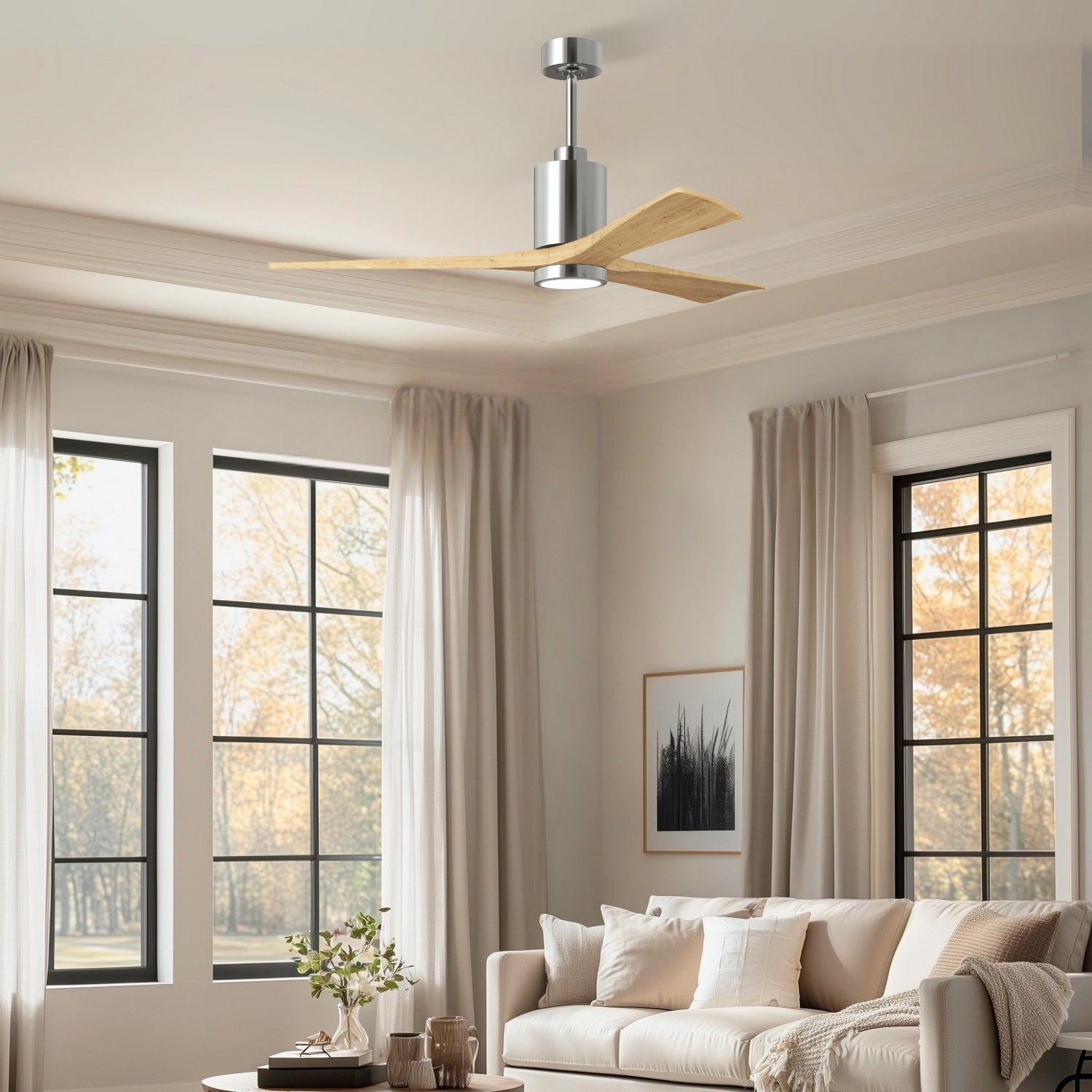Matthews Fan Company - PA3-CR-LM-60 - 60" Ceiling Fan - Patricia-3 - Polished Chrome