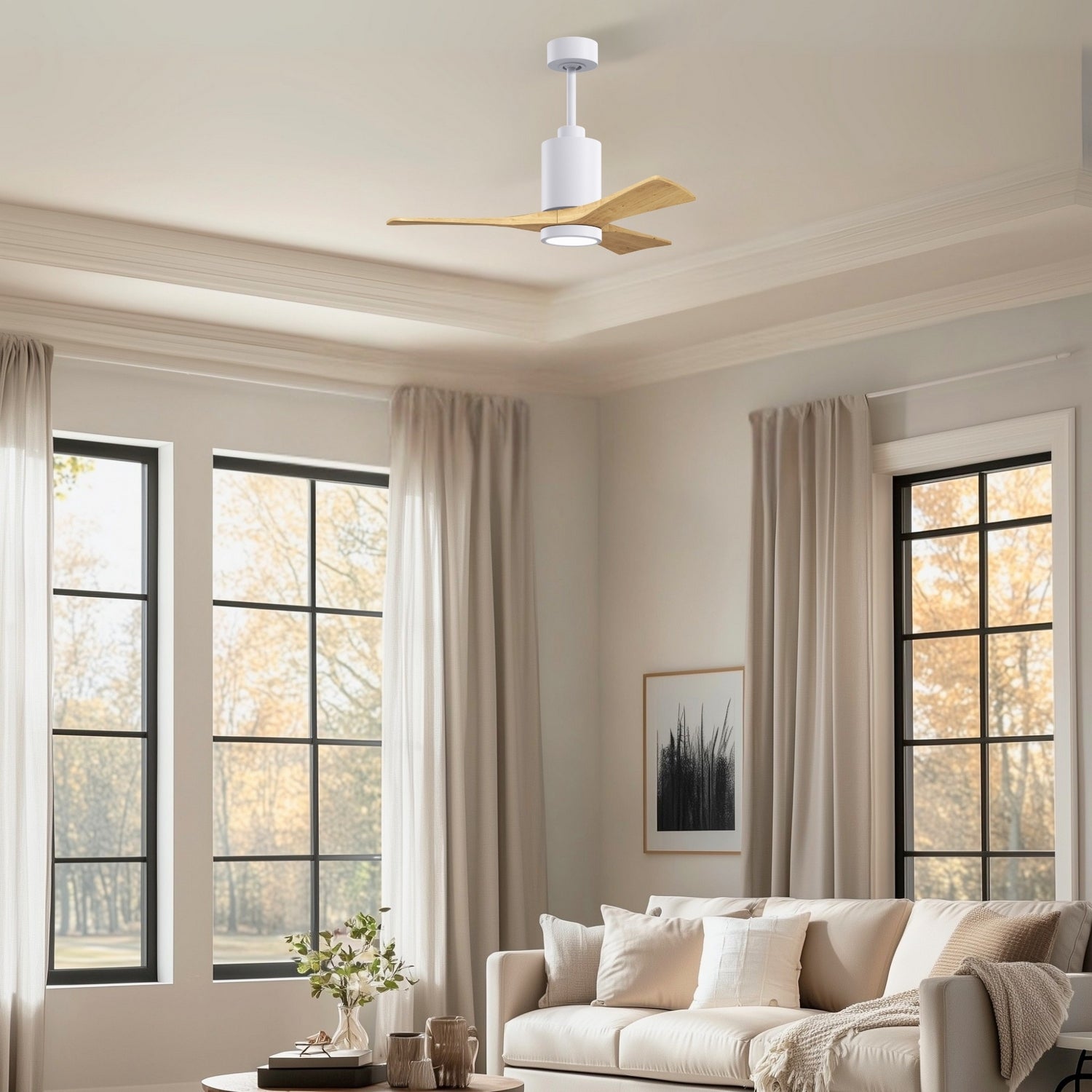 Matthews Fan Company - PA3-WH-LM-42 - 42" Ceiling Fan - Patricia-3 - Gloss White