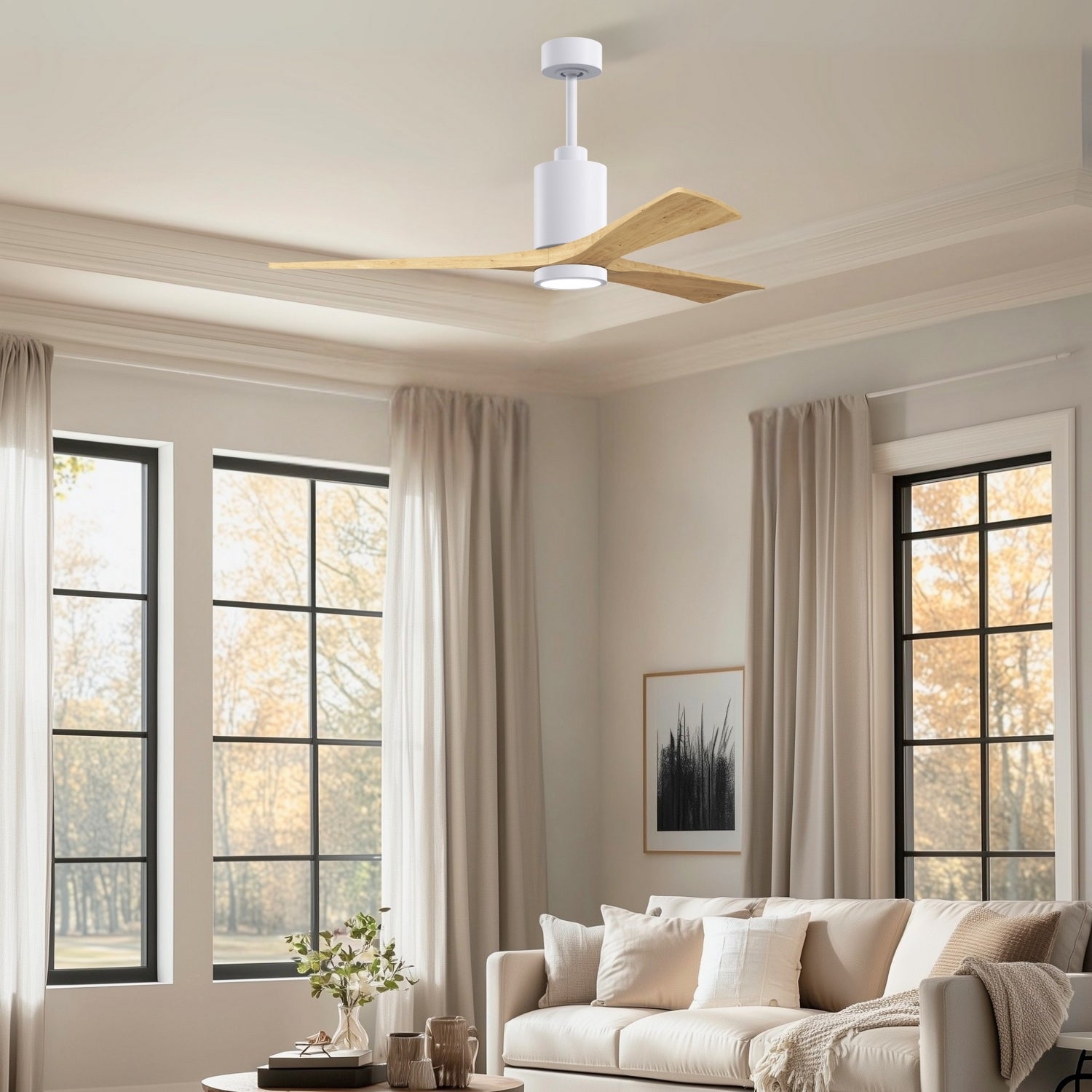 Matthews Fan Company - PA3-WH-LM-60 - 60" Ceiling Fan - Patricia-3 - Gloss White