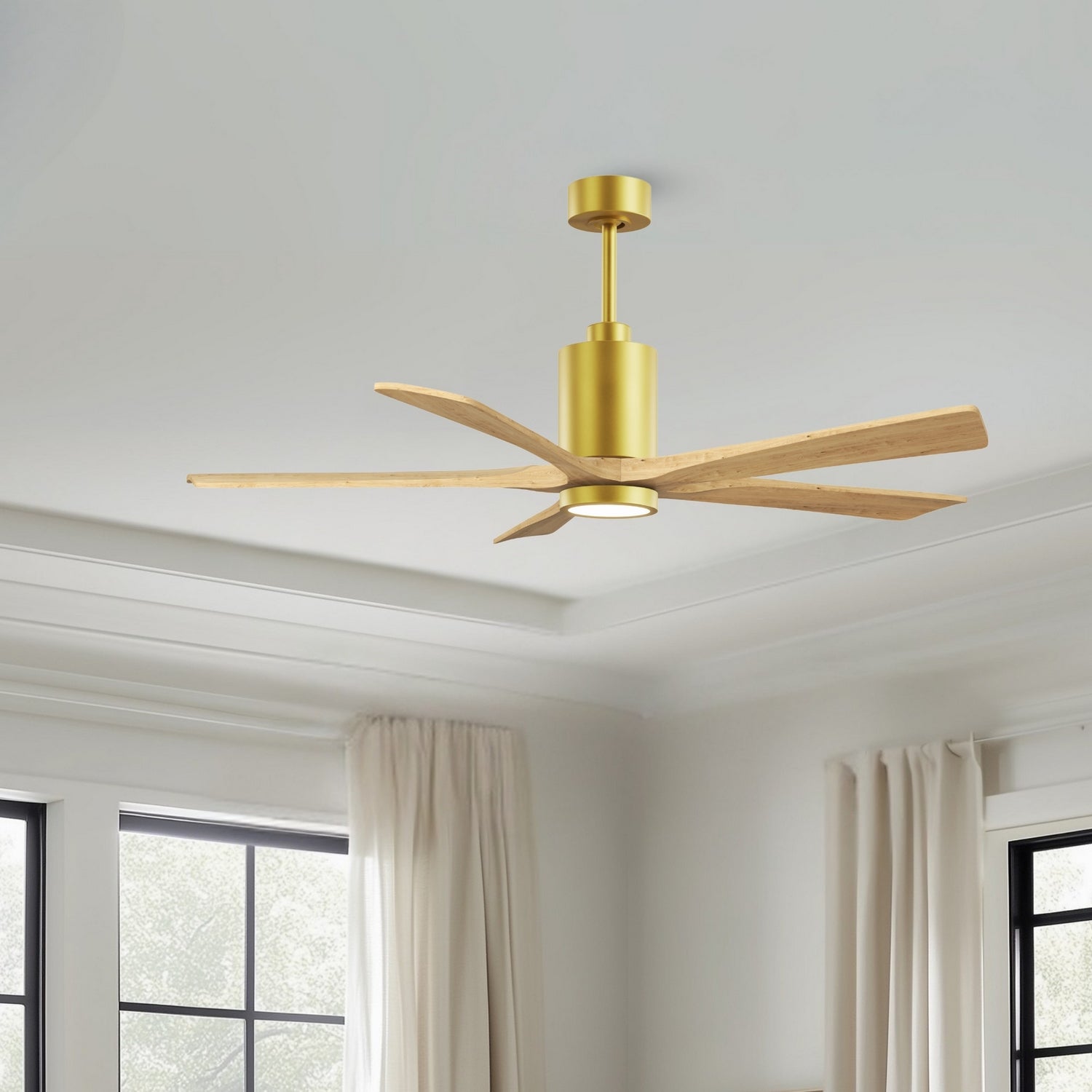 Matthews Fan Company - PA5-BRBR-LM-60 - 60" Ceiling Fan - Patricia-5 - Brushed Brass