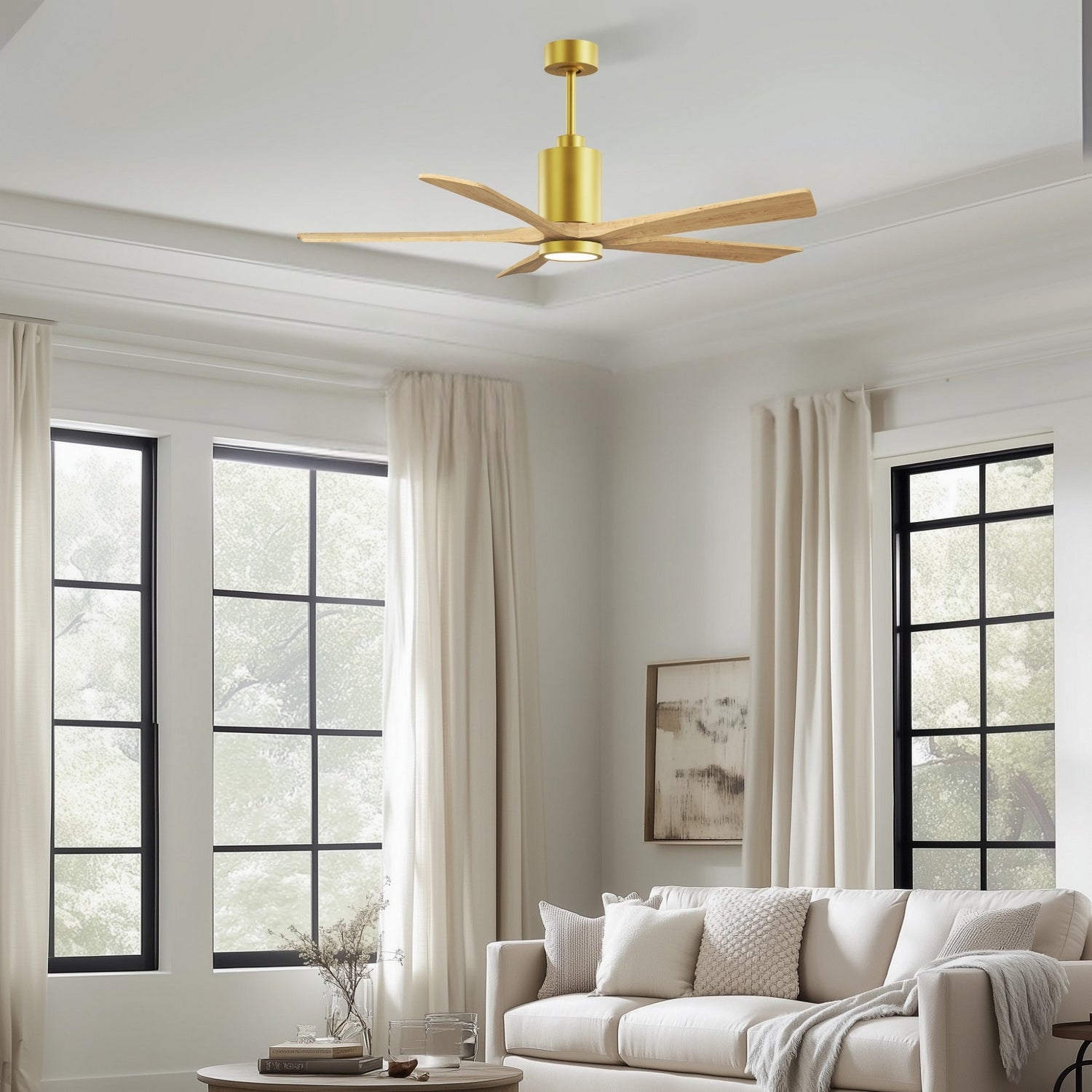 Matthews Fan Company - PA5-BRBR-LM-60 - 60" Ceiling Fan - Patricia-5 - Brushed Brass