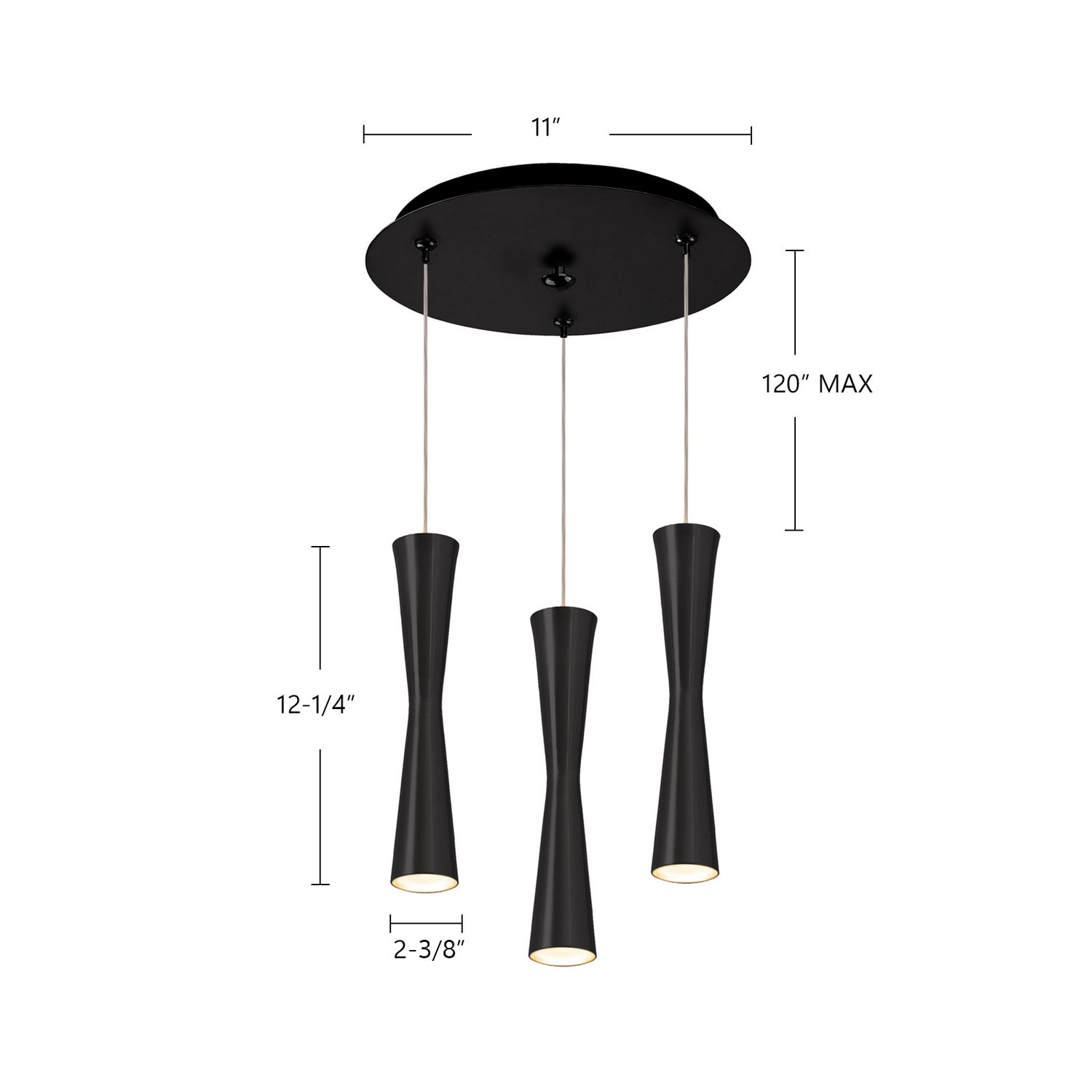 Kuzco Lighting - MP42502BK-03 - LED Pendant - Robson - Black