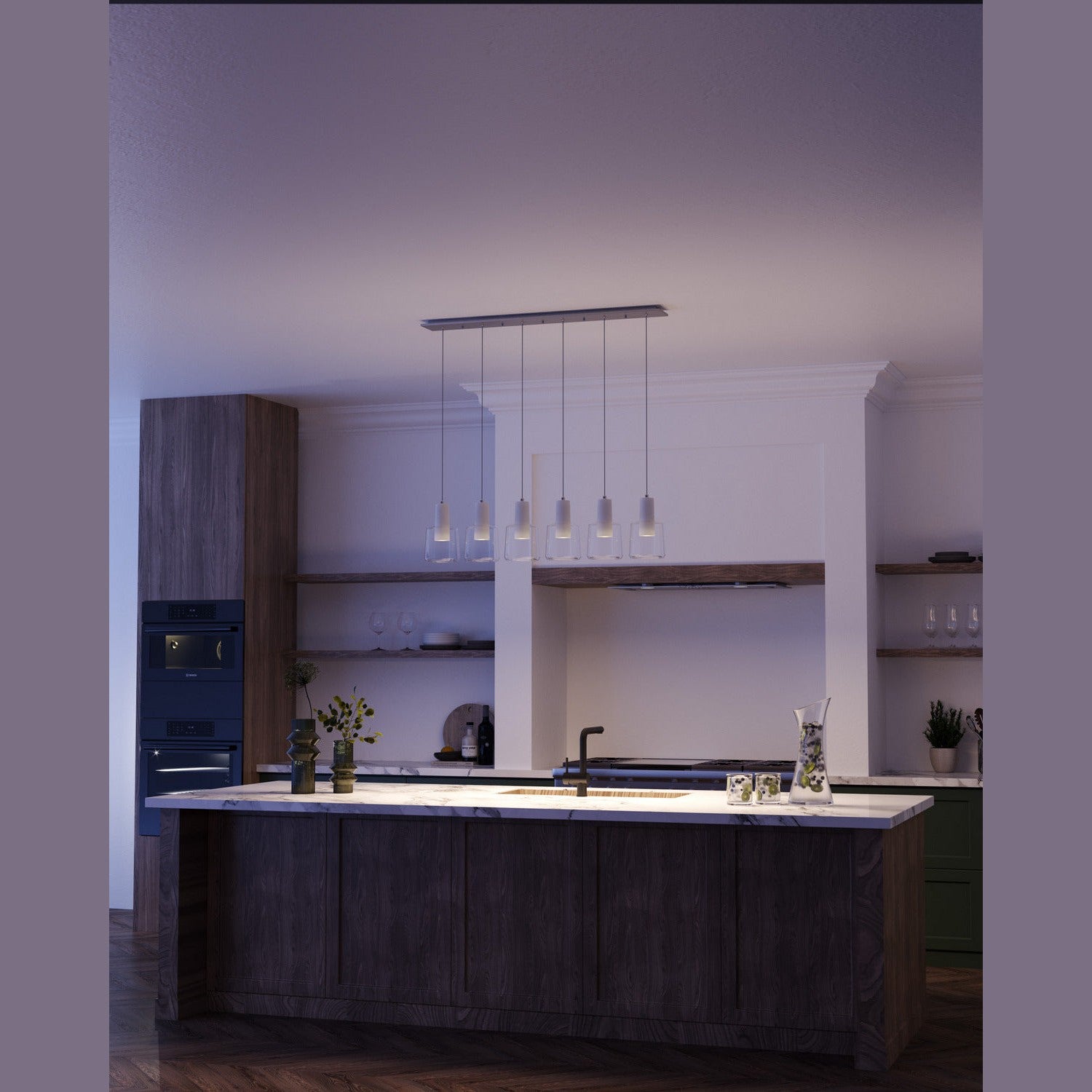 Kuzco Lighting - MP12506WHCL-06 - LED Pendant - Samson - White/Clear Glass
