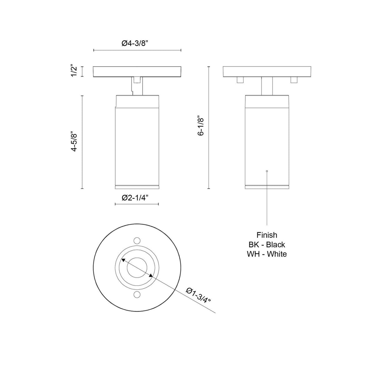 Kuzco Lighting - LD2-SA04W08-3036-BK-UNV-010 - LED Ceiling Mount - Lorna - Black