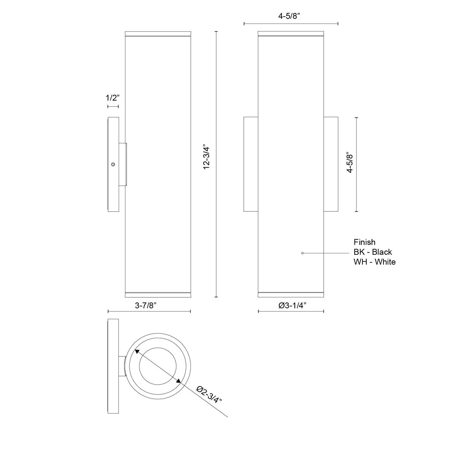 Kuzco Lighting - LD3-UD12W24-3036-BK-UNV-010 - LED Wall Sconce - Lorna - Black