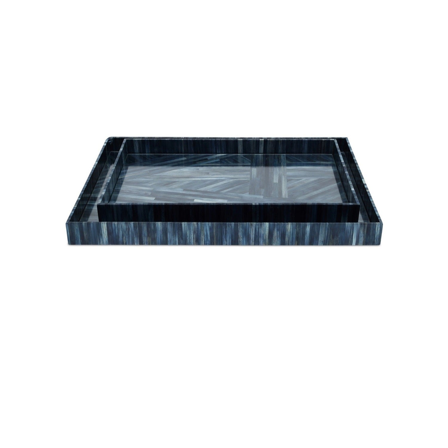 Currey and Company - 1200-1068 - Tray Set of 2 - Winter Harvest - Blue