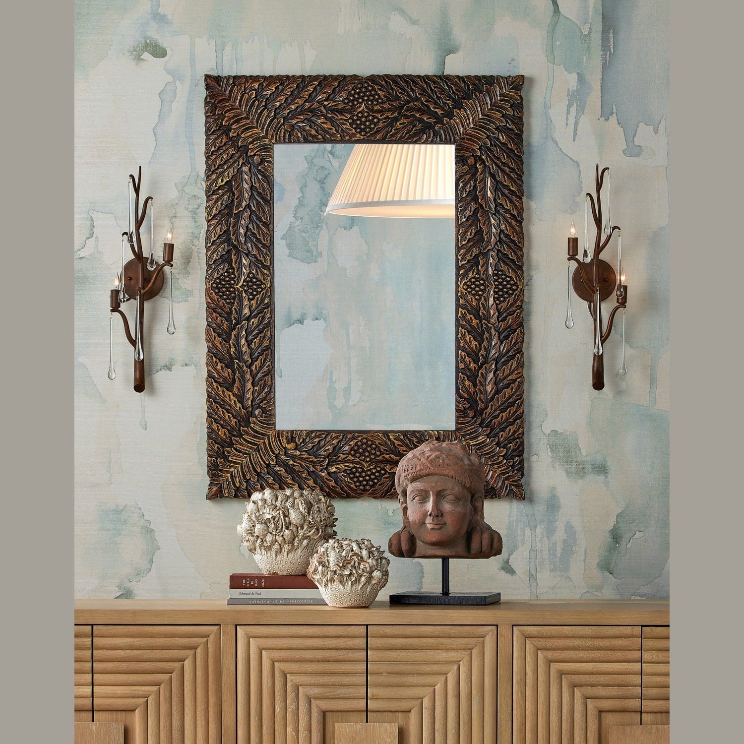 Currey and Company - 5000-0292 - Two Light Wall Sconce - Morning Grove - Rhine Gold/Clear