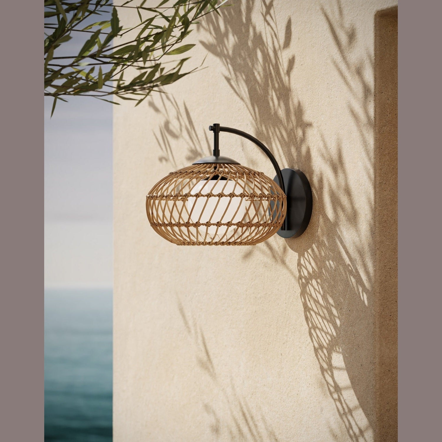 Currey and Company - 5500-0060 - One Light Wall Sconce - Carriage - Natural/Black/Frosted White