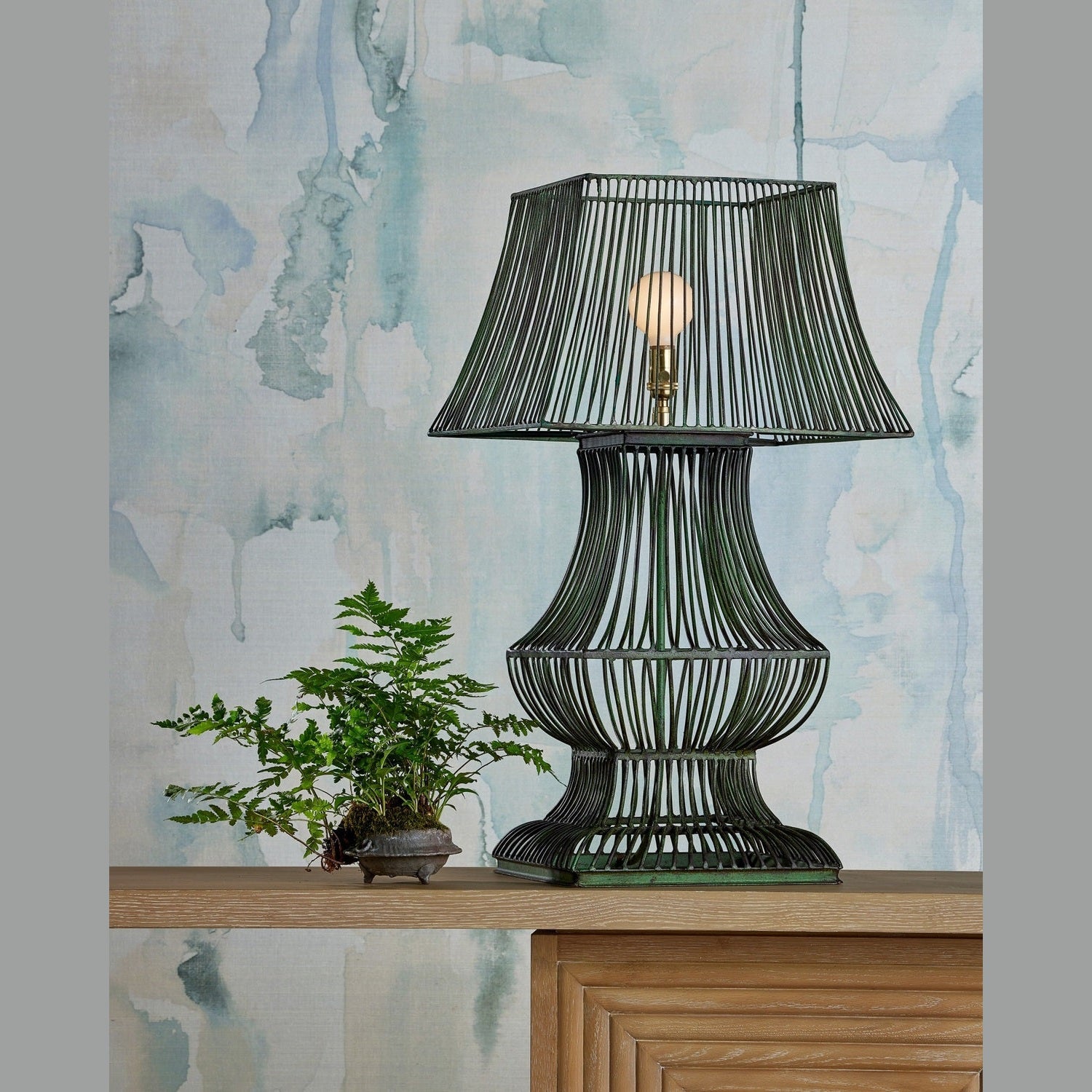 Currey and Company - 6000-1062 - One Light Table Lamp - Tuteurs - Distressed Green