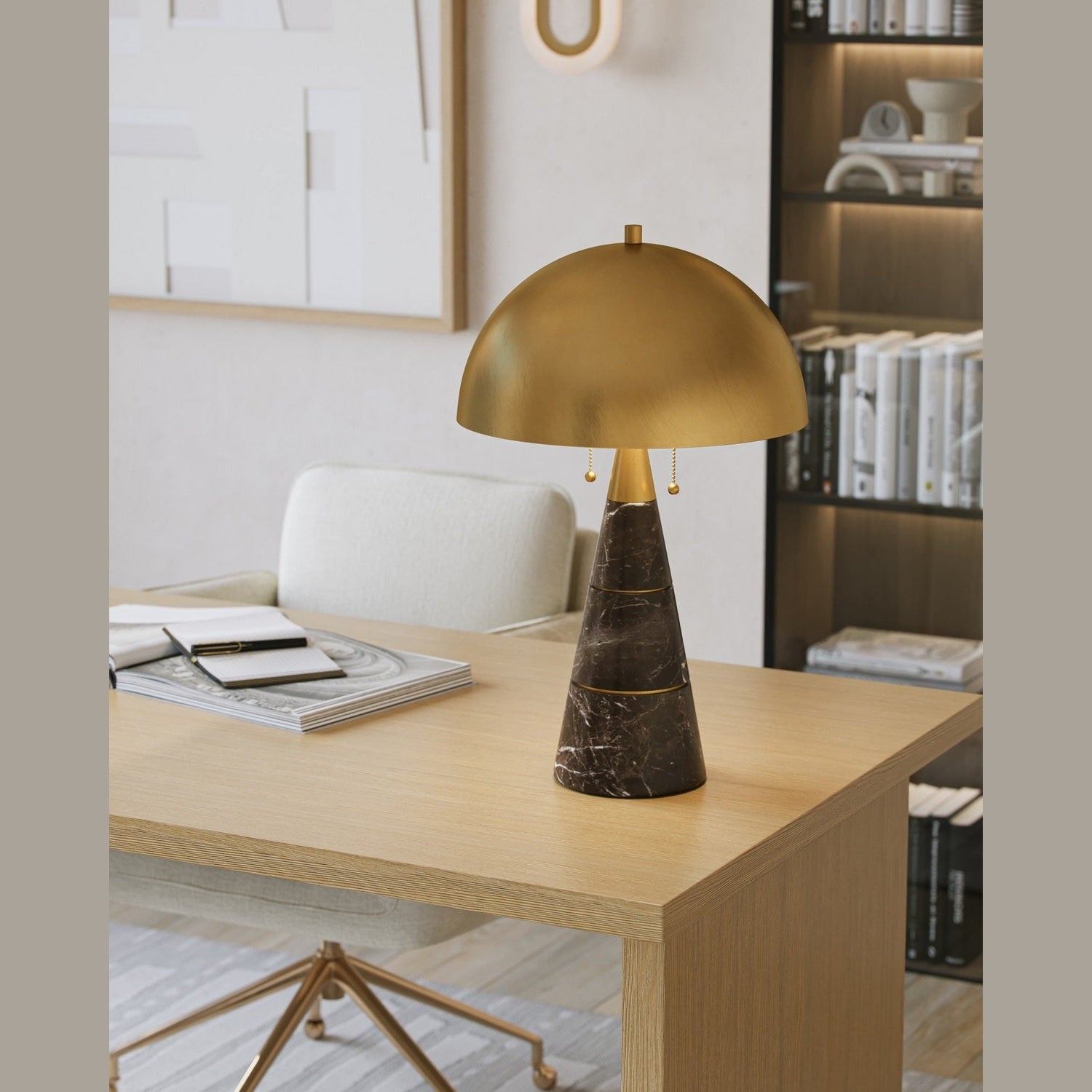 Currey and Company - 6000-1065 - Two Light Desk Lamp - Edith - Coffee Brown/Antique Brass