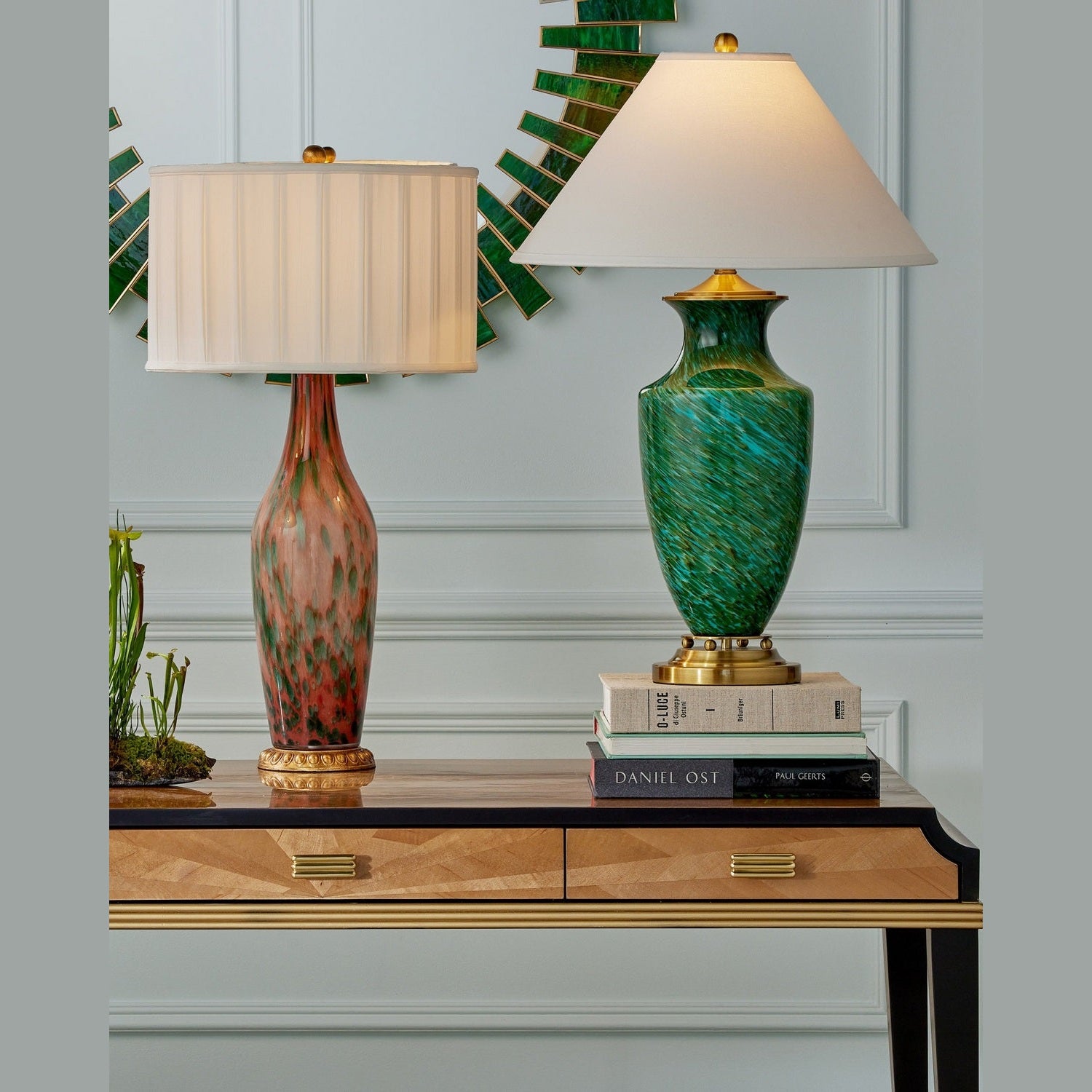 Currey and Company - 6000-1068 - One Light Table Lamp - Brielle - Pale Pink/Green/Brown/Gold Leaf