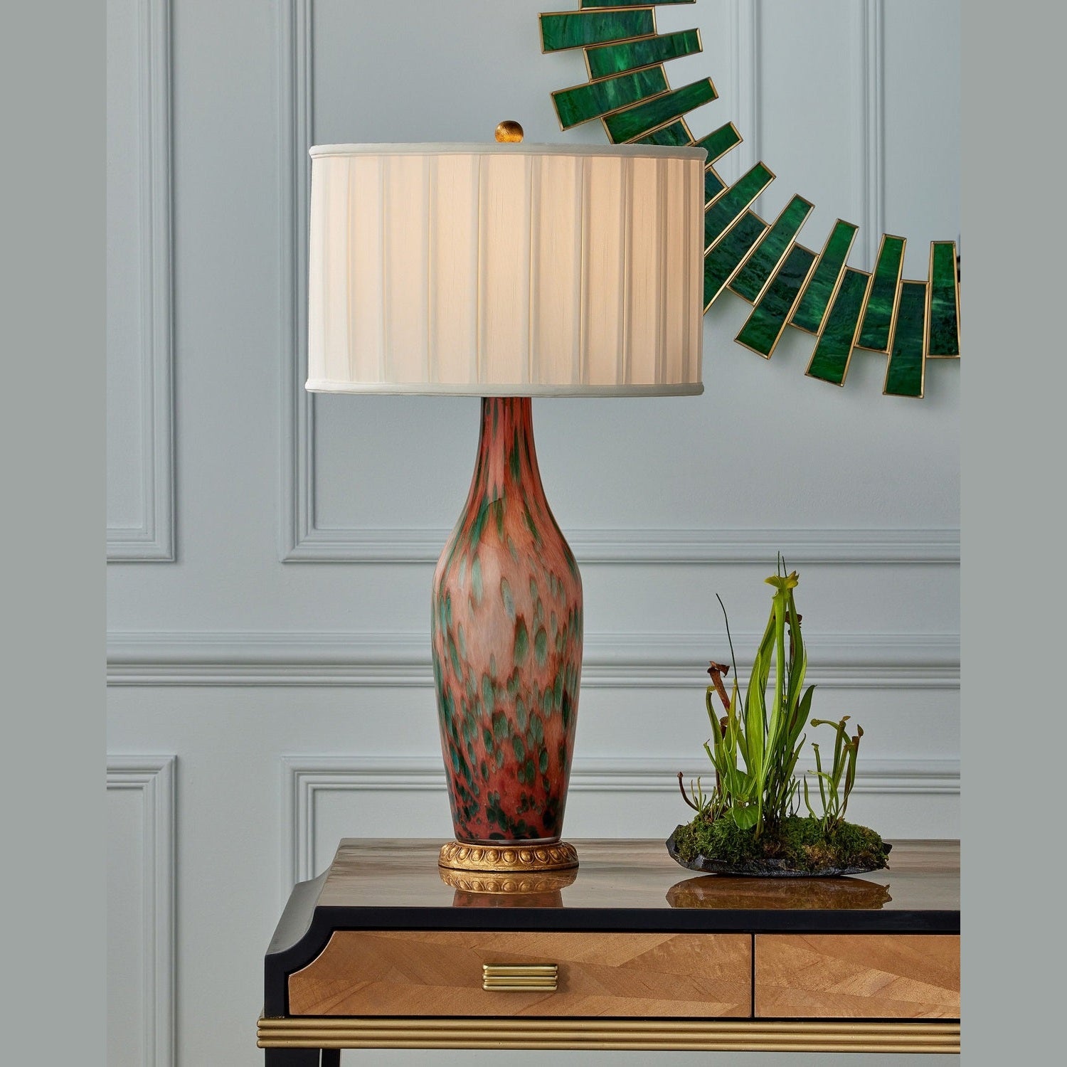 Currey and Company - 6000-1068 - One Light Table Lamp - Brielle - Pale Pink/Green/Brown/Gold Leaf