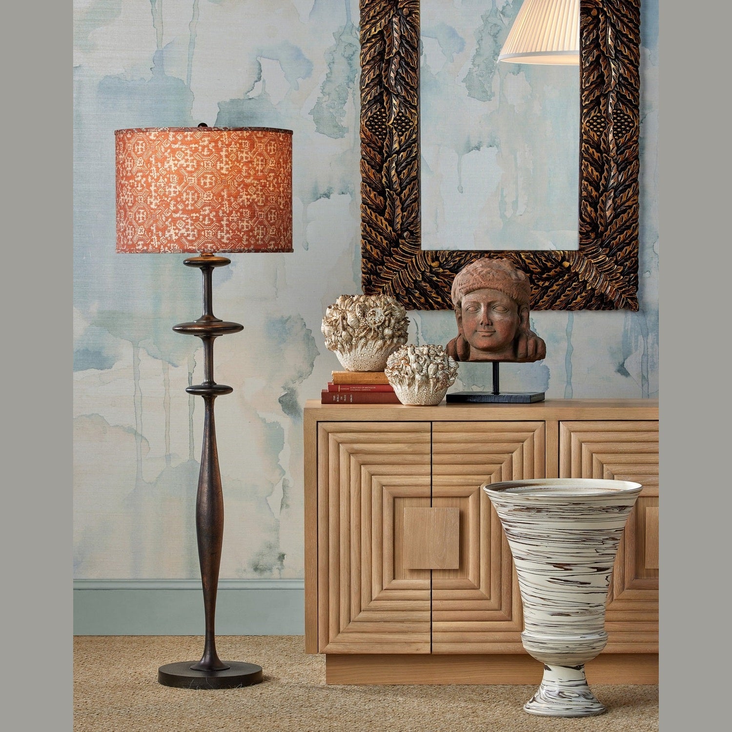 Currey and Company - 8000-0178 - One Light Floor Lamp - Aqueous - Dark Bronze