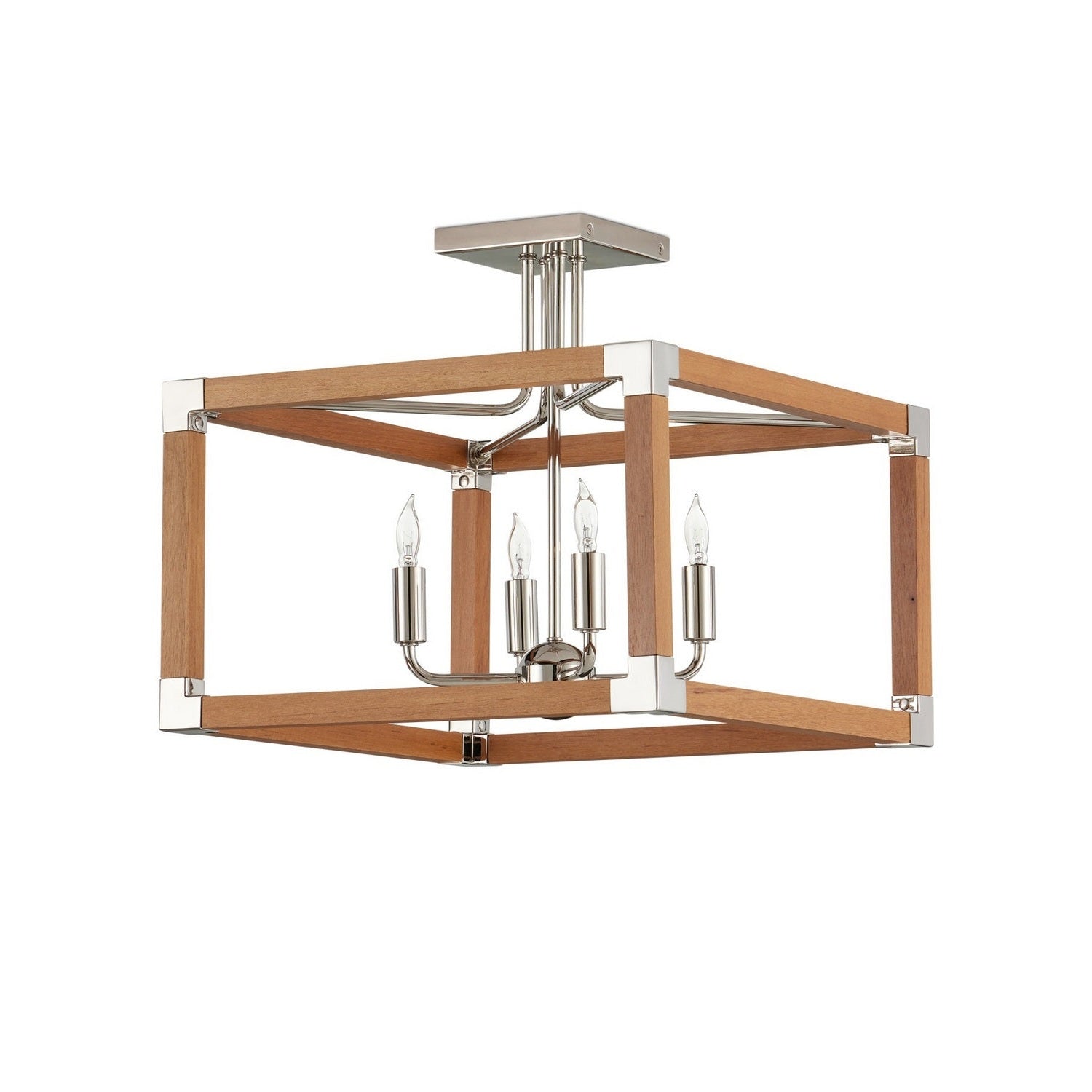 Currey and Company - 9000-1284 - Four Light Semi-Flush Mount - Boyd - Natural/Polished Nickel
