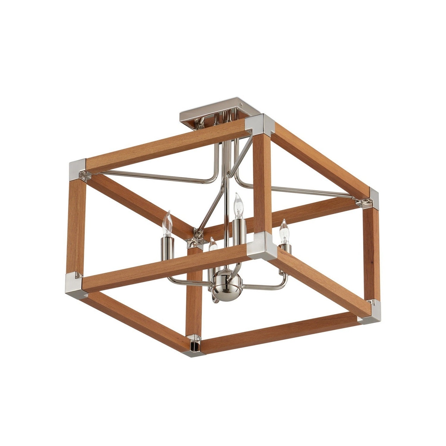 Currey and Company - 9000-1284 - Four Light Semi-Flush Mount - Boyd - Natural/Polished Nickel