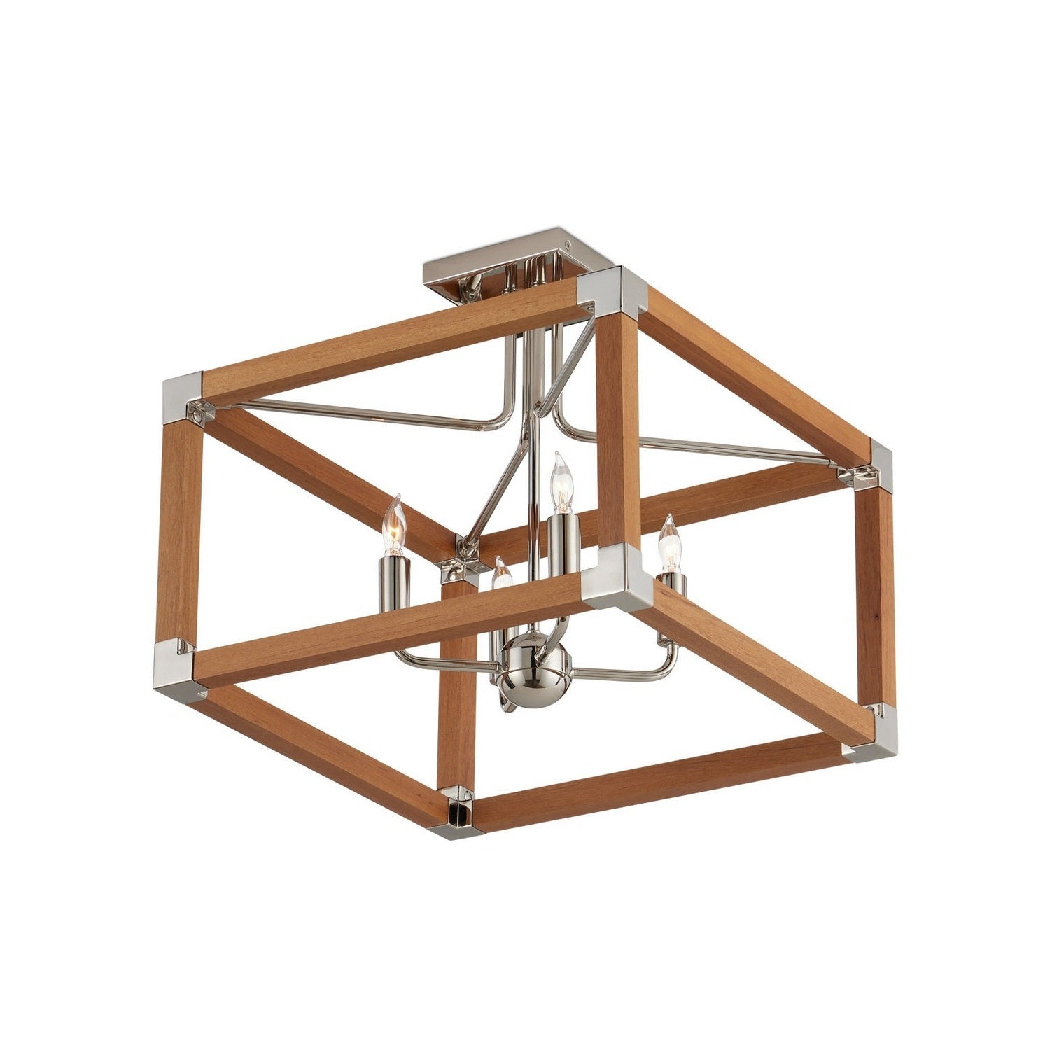 Currey and Company - 9000-1284 - Four Light Semi-Flush Mount - Boyd - Natural/Polished Nickel