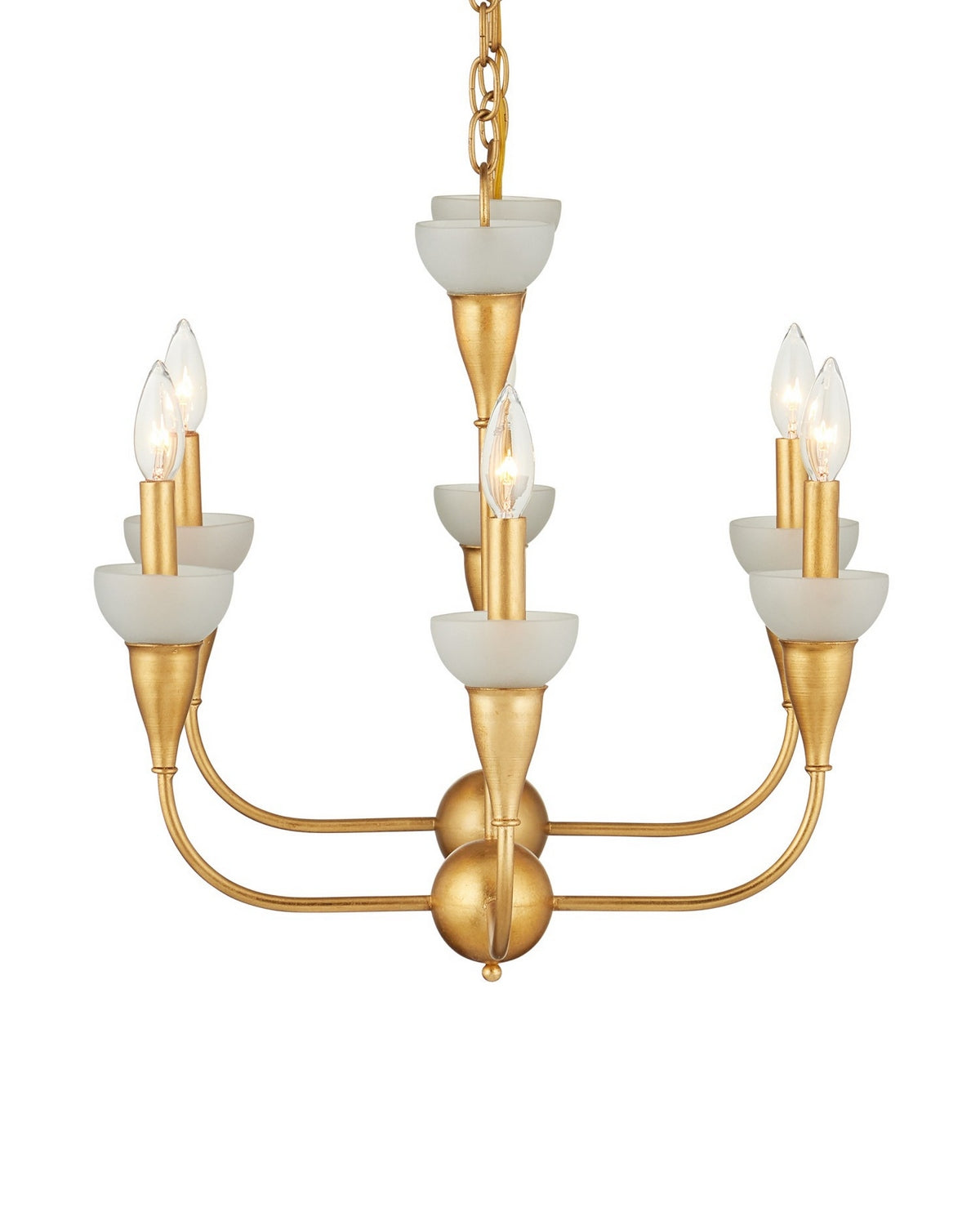 Currey and Company - 9000-1329 - Six Light Chandelier - Aurelia - Contemporary Gold Leaf/Contemporary Gold/Frosted