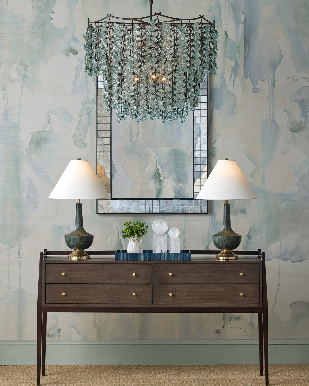 Currey and Company - 9000-1330 - Six Light Chandelier - Herbary - Clear/Bronze
