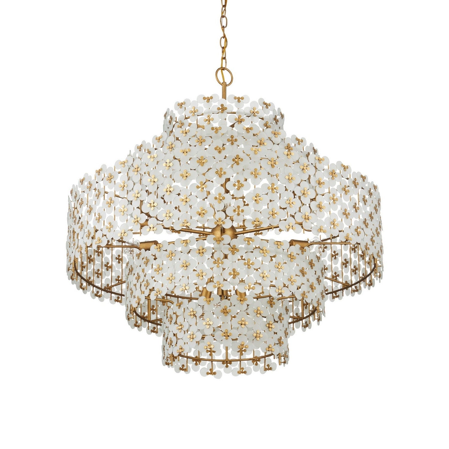 Currey and Company - 9000-1331 - 12 Light Chandelier - Spring Flower - Frosted/Brass